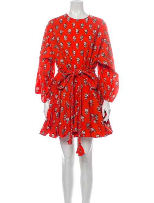 Rhode Floral Print Mini Dress Orange