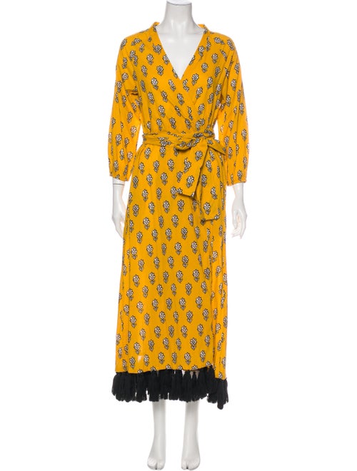 Rhode Printed Long Dress Yellow