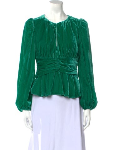 Rhode Tops Velvet Crew Neck Blouse US 0 | XS