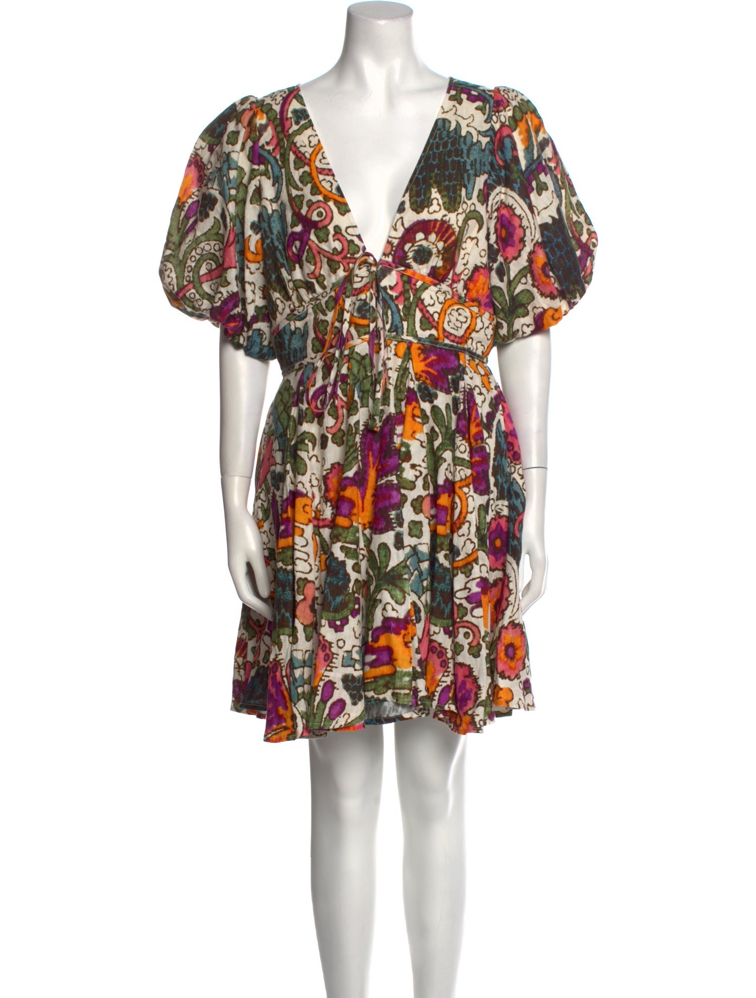 RHODE Floral Print Mini Dress - Neutrals Dresses, Clothing - WRHOS35276 ...