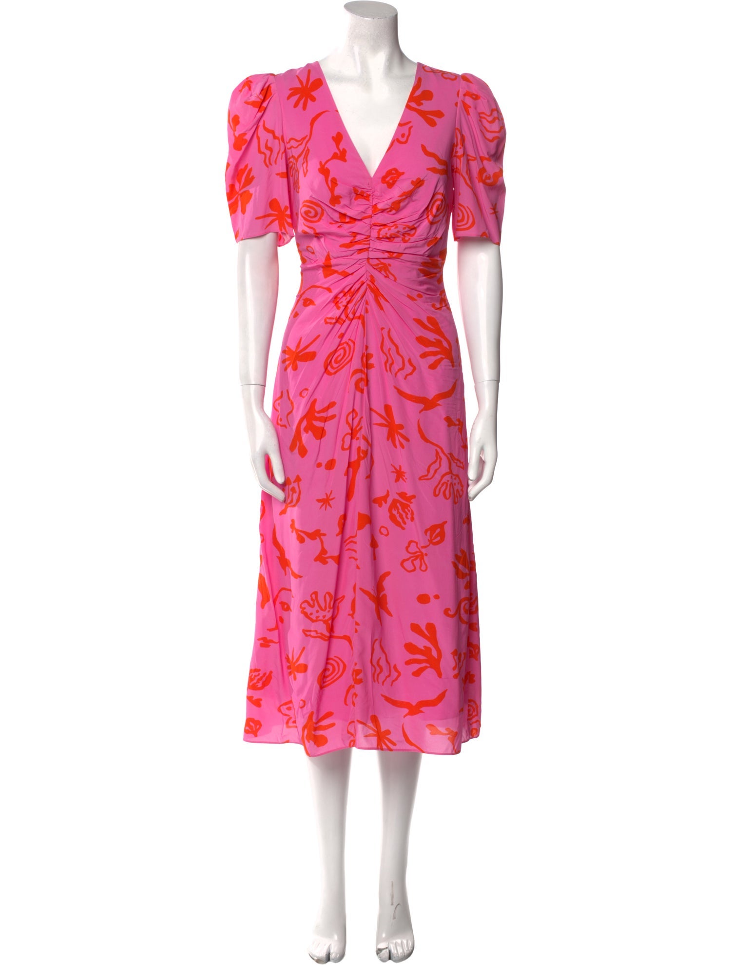 RHODE Floral Print Midi Length Dress