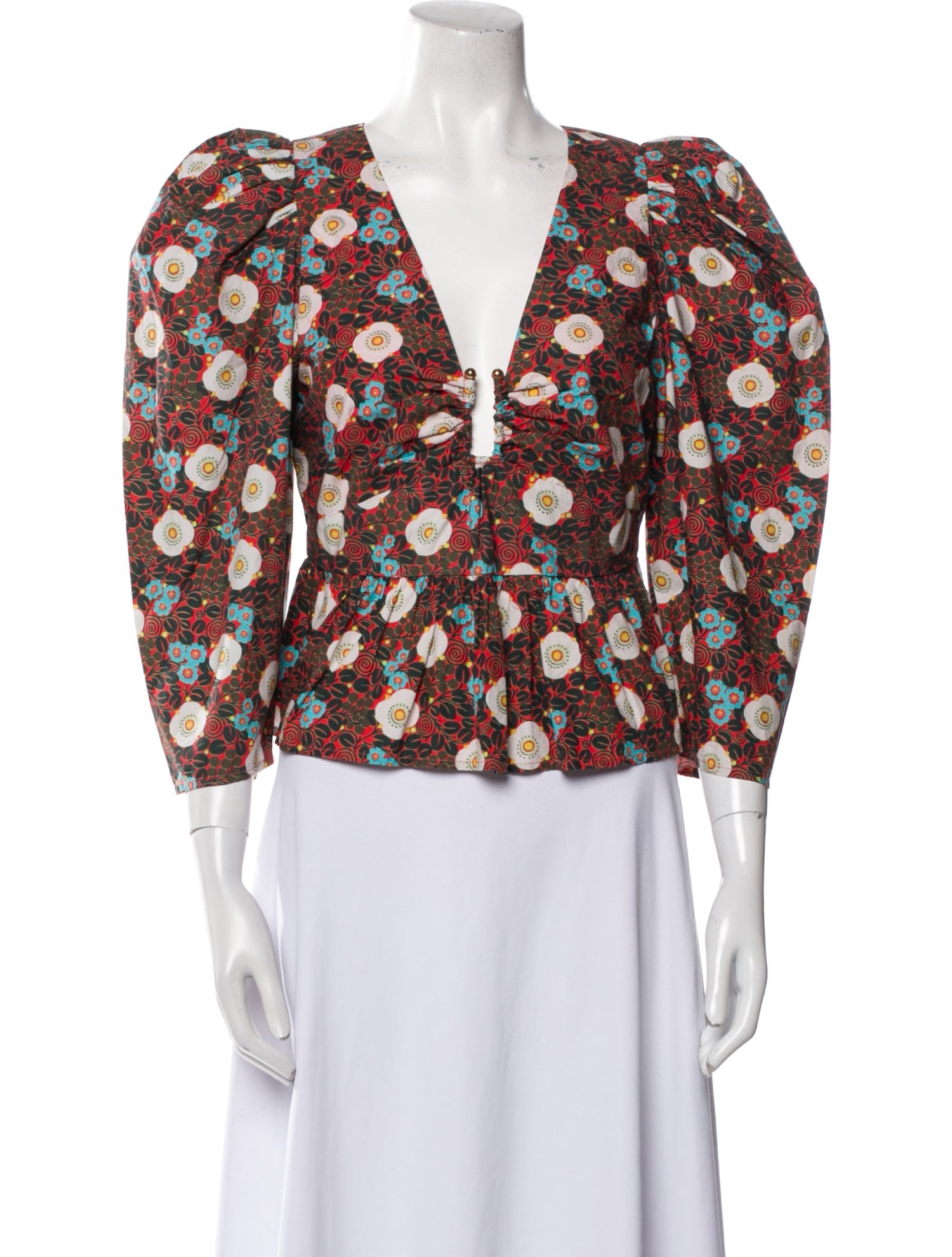 RHODE Floral Print V-Neck Crop Top