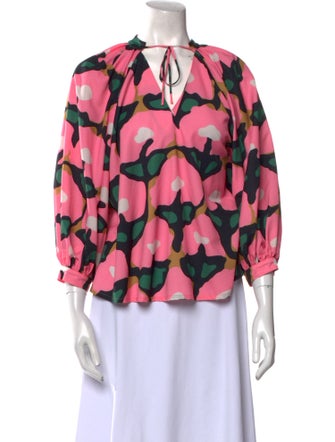 RHODE Printed Tie Neck Blouse