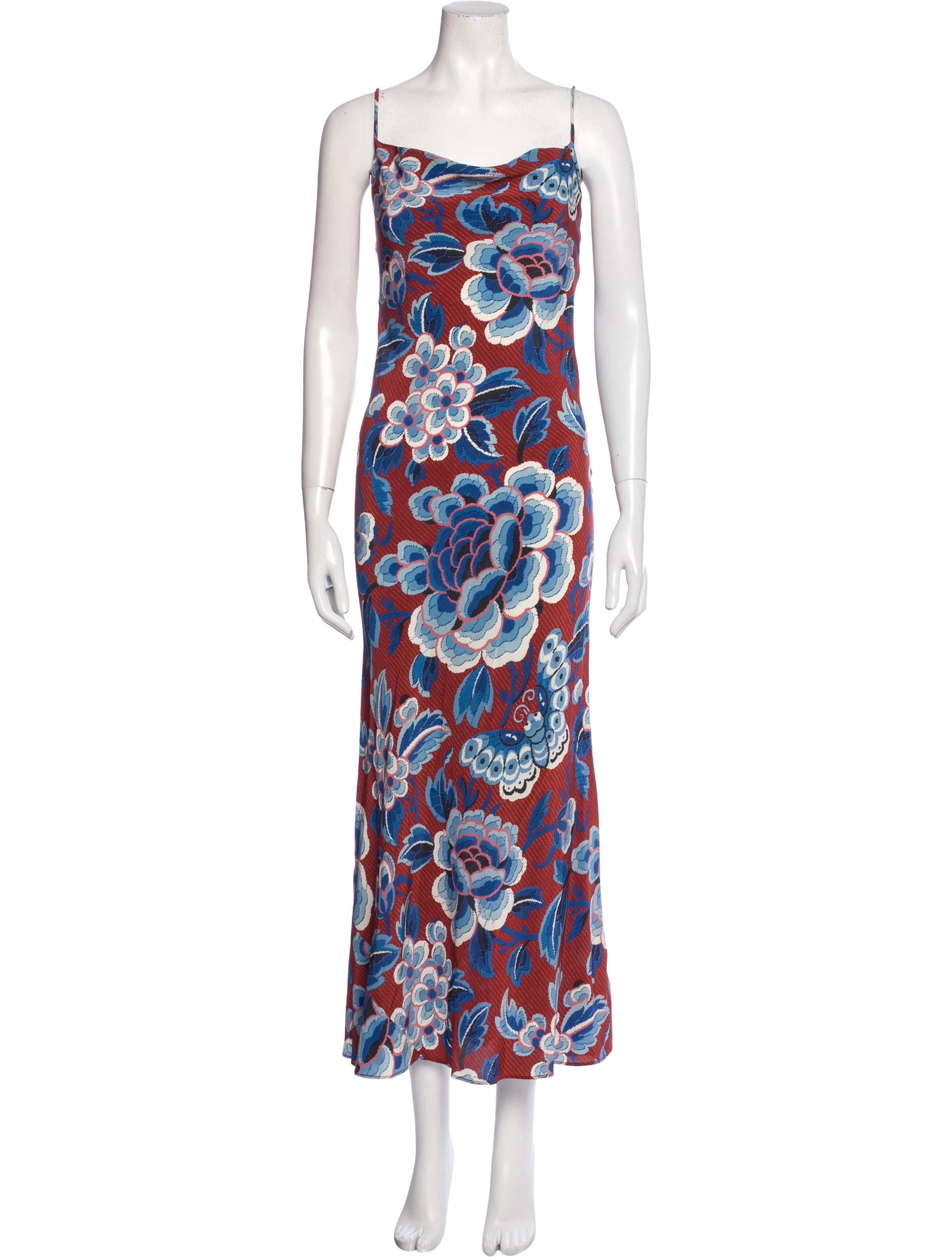 RHODE Floral Print Long Dress - Red Dresses, Clothing - WRHOS37725 ...