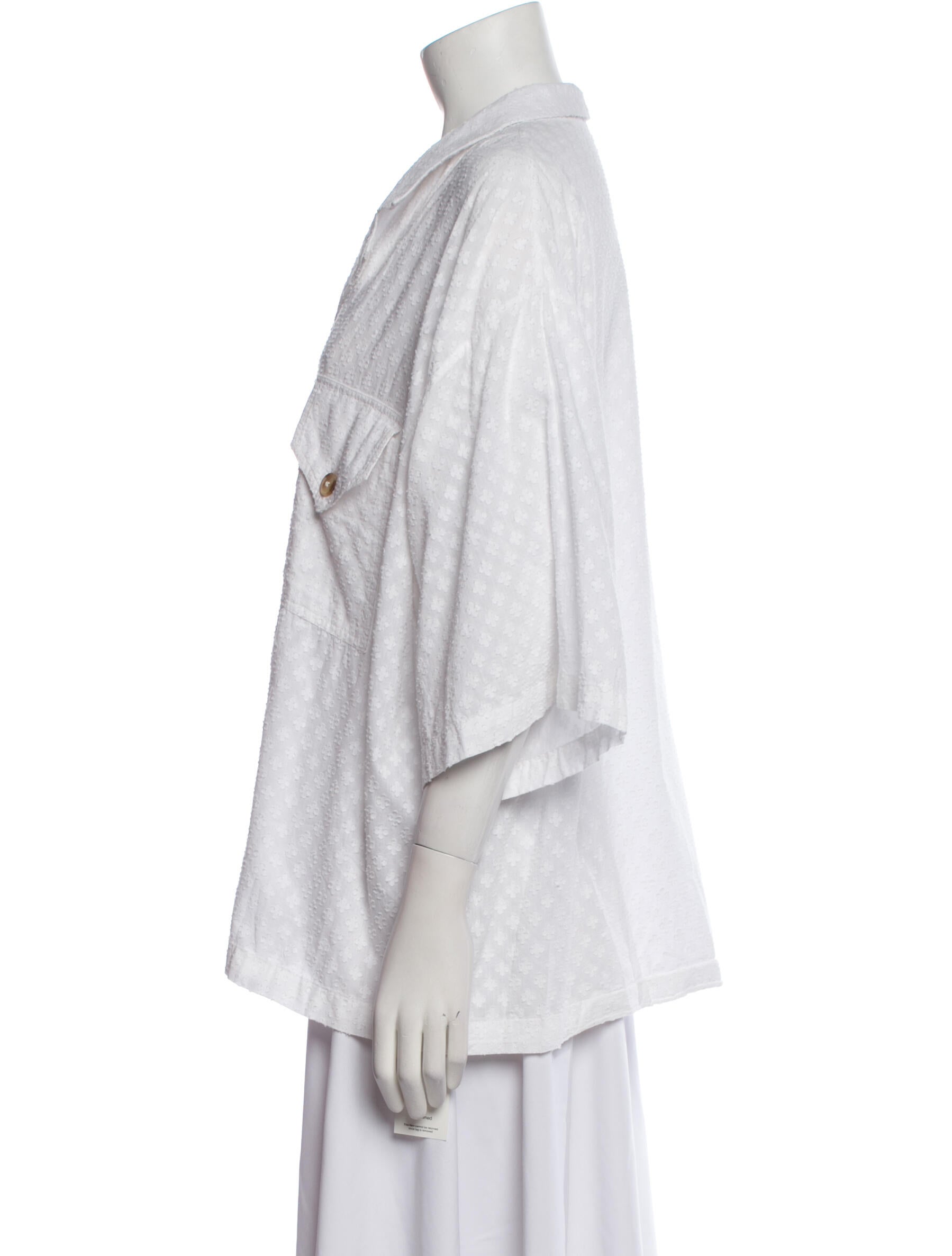 RHODE Three-Quarter Sleeve Button-Up Top