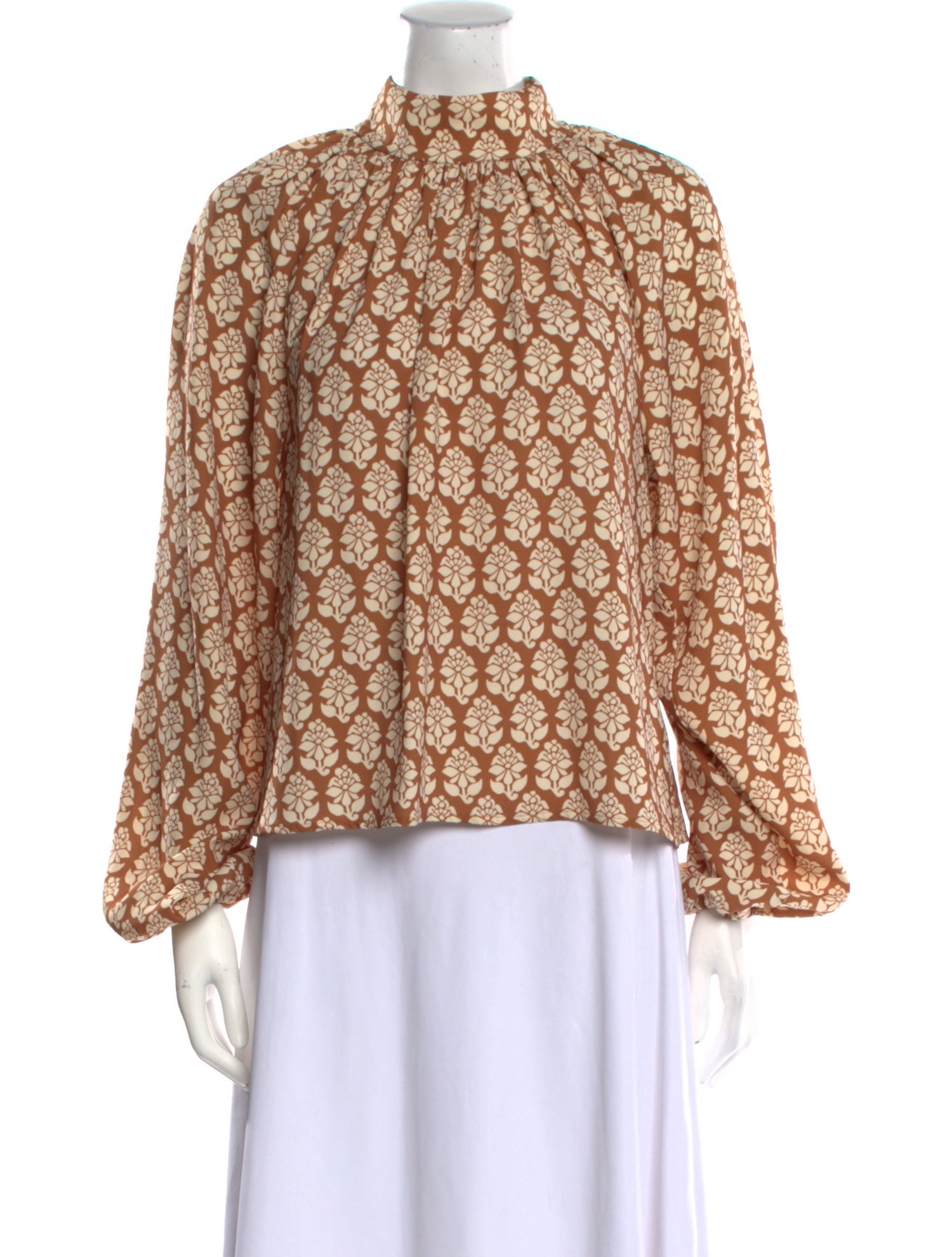 RHODE Printed Mock Neck Blouse