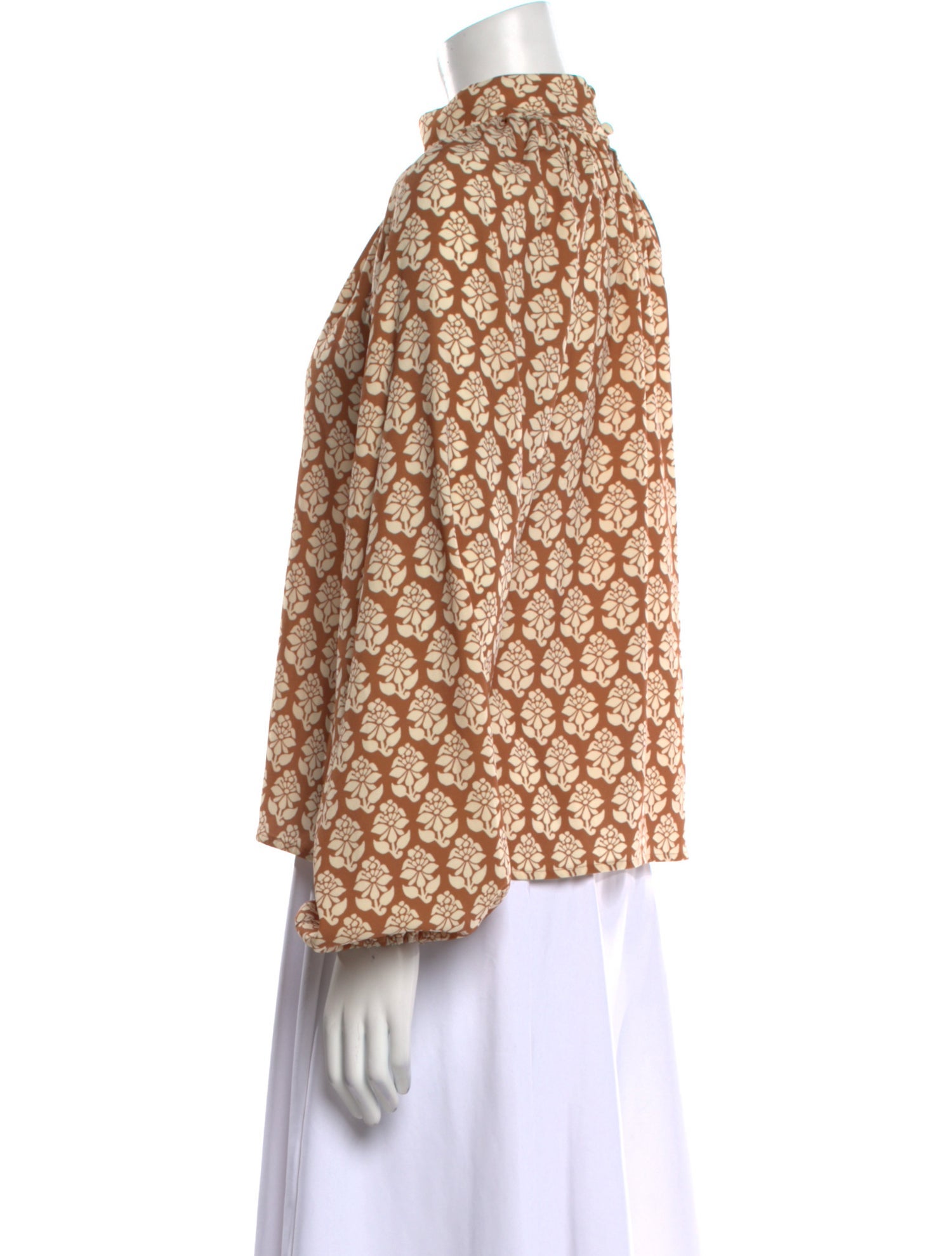 RHODE Printed Mock Neck Blouse