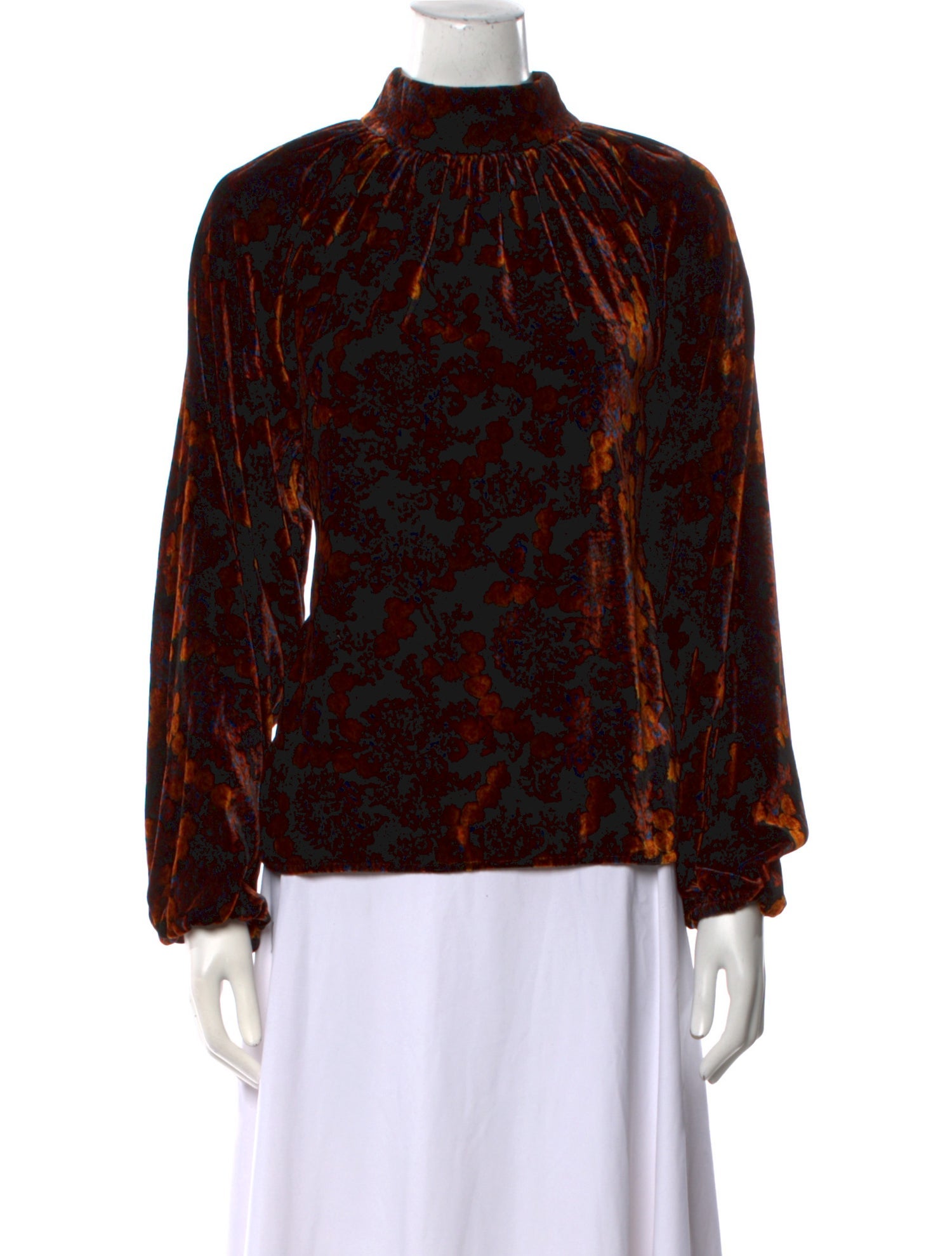 RHODE Animal Print Mock Neck Blouse