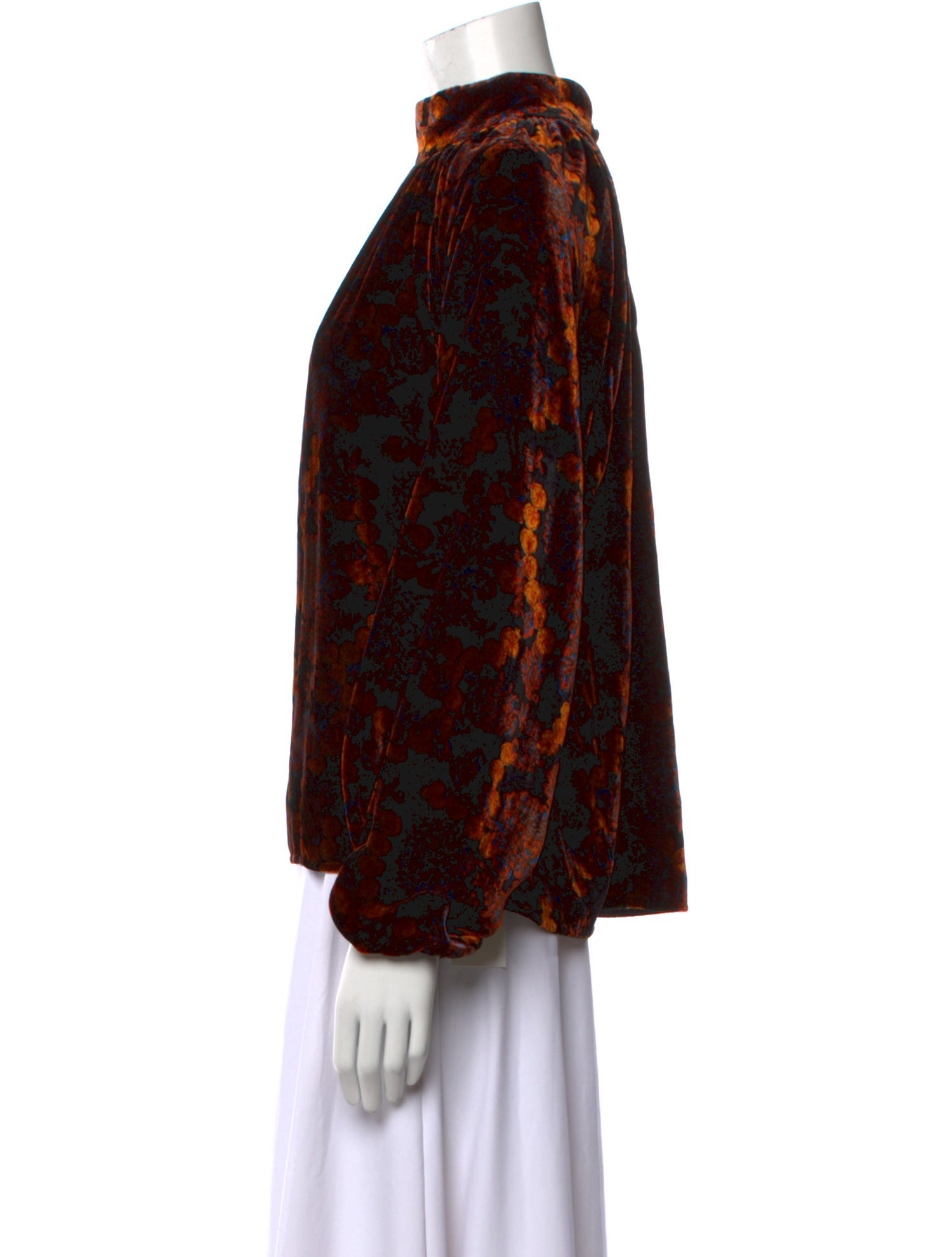 RHODE Animal Print Mock Neck Blouse