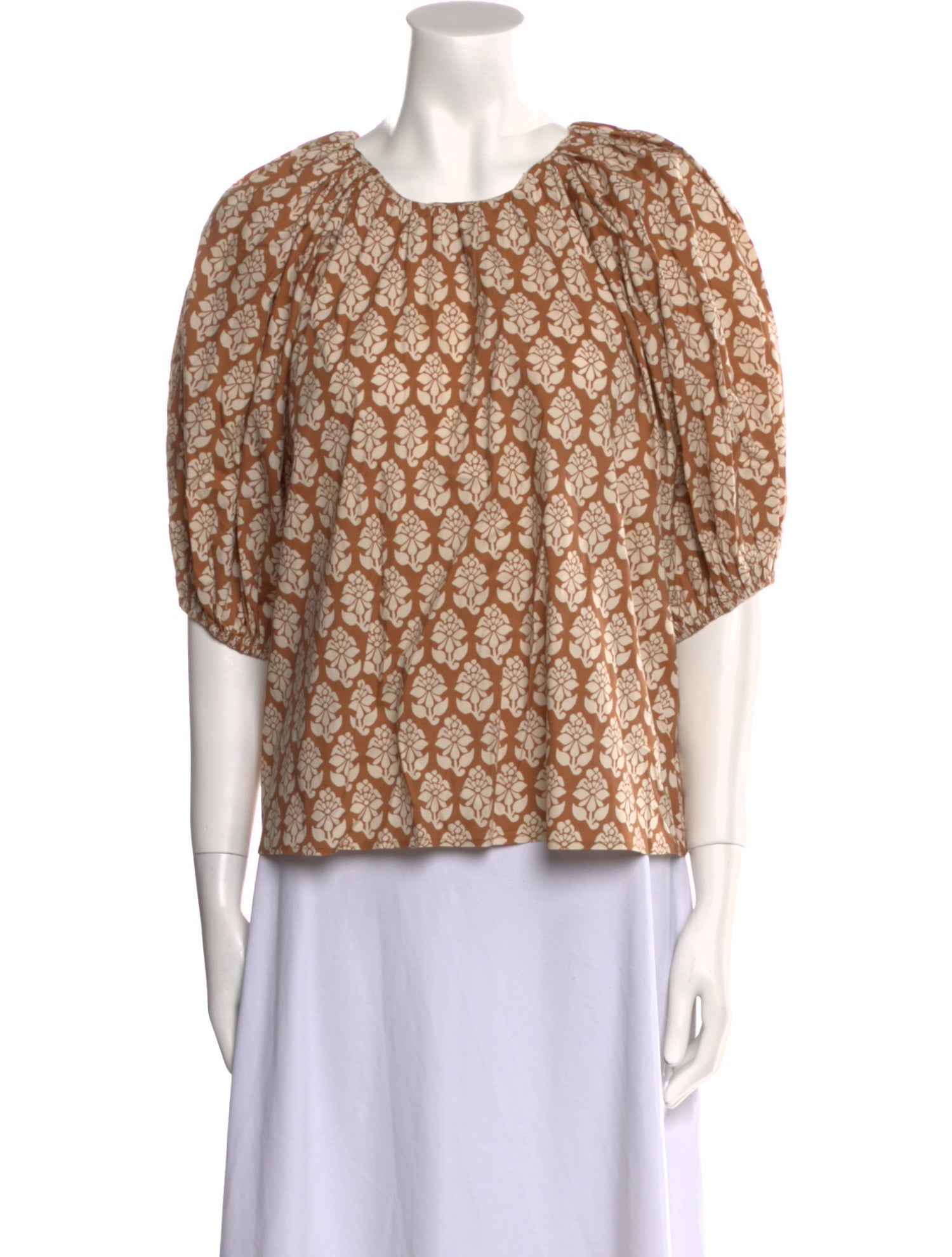 RHODE Printed Bateau Neckline Blouse