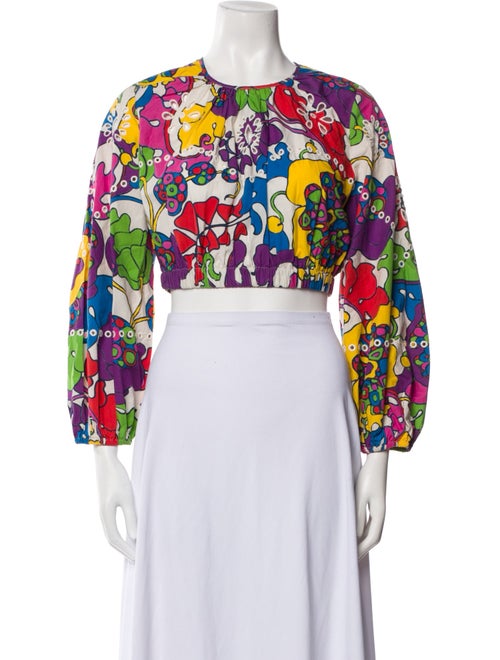 RHODE Floral Print Crew Neck Crop Top