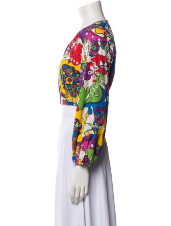 RHODE Floral Print Crew Neck Crop Top