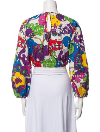 RHODE Floral Print Crew Neck Crop Top