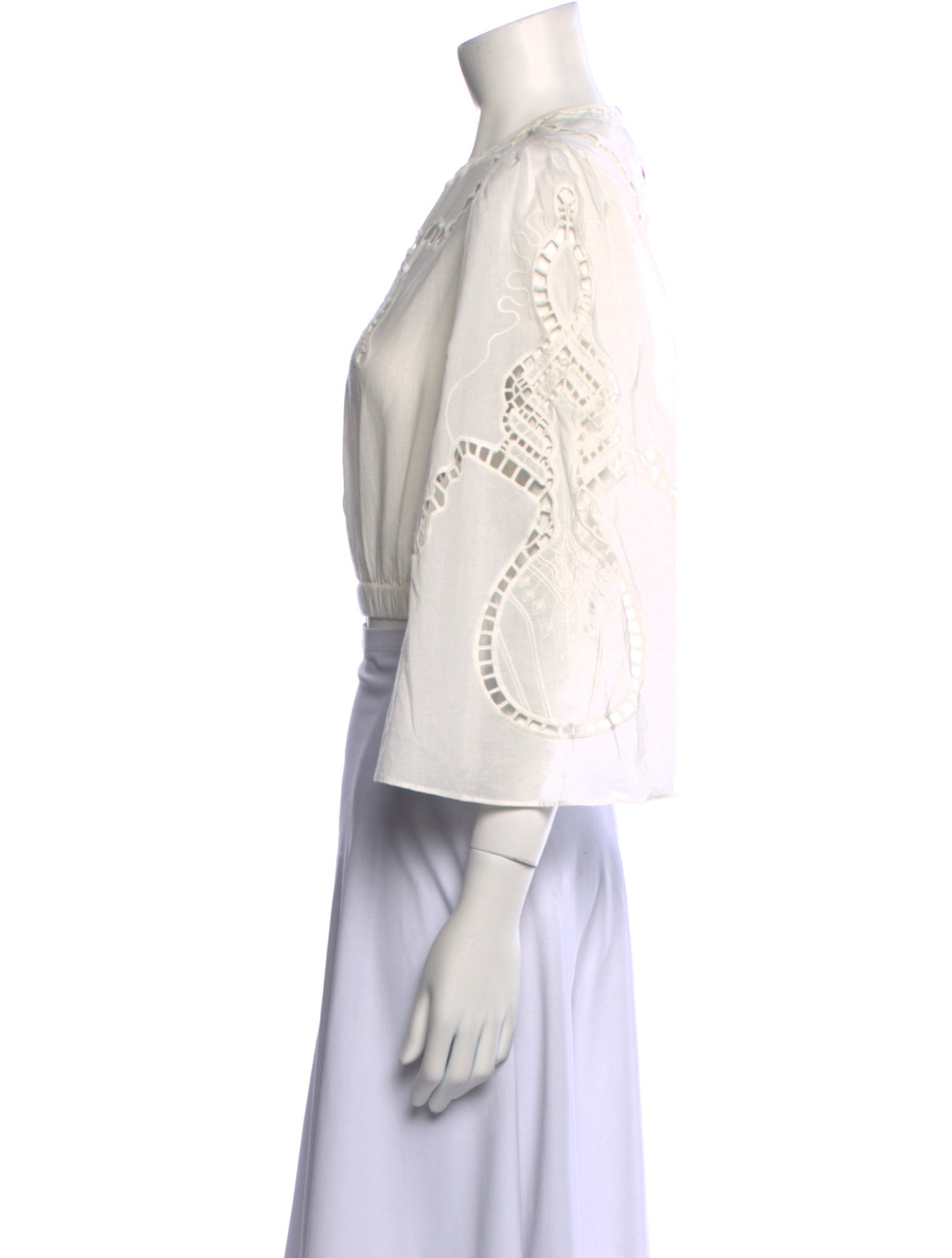 RHODE Crew Neck Three-Quarter Sleeve Crop Top