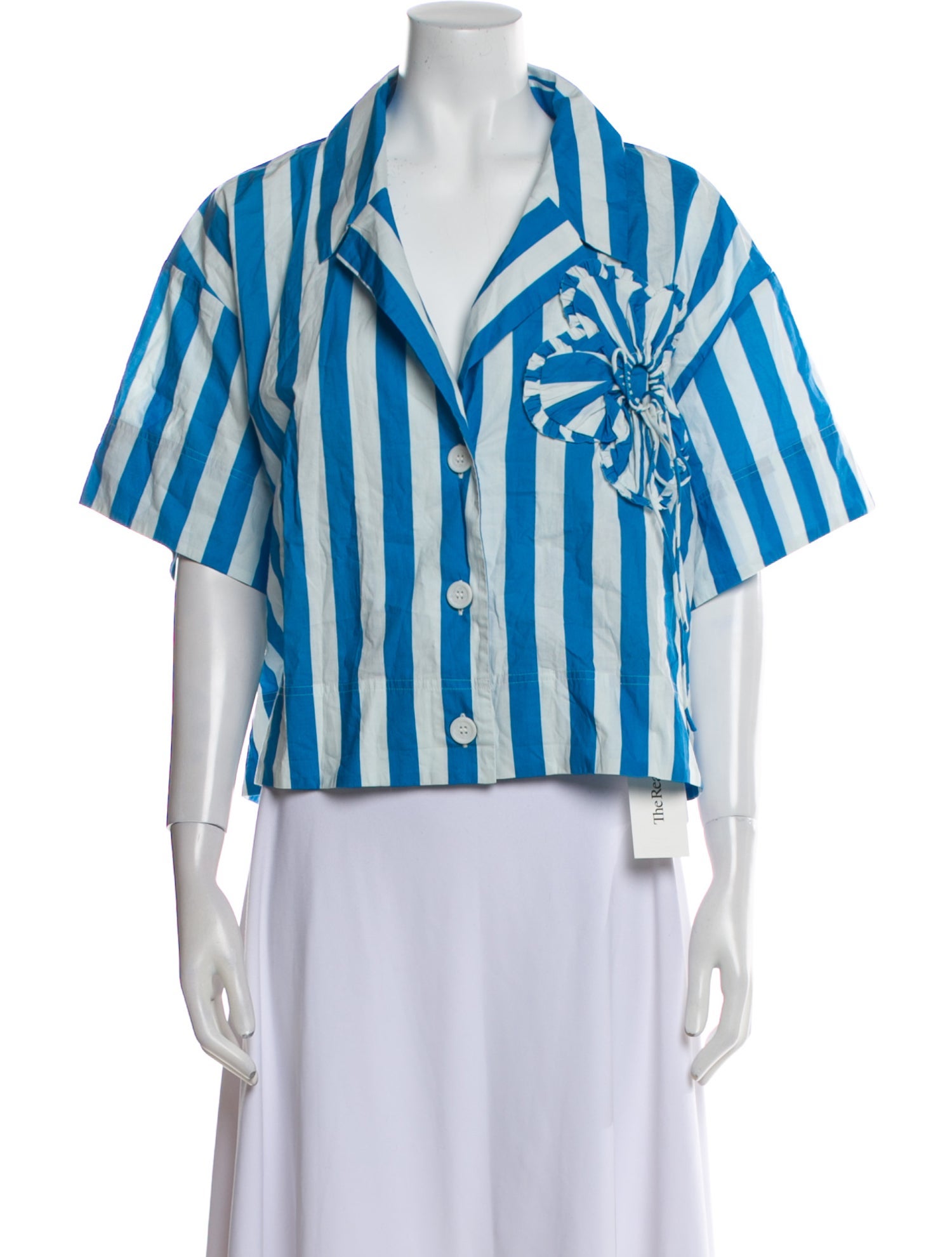 RHODE Striped V-Neck Blouse