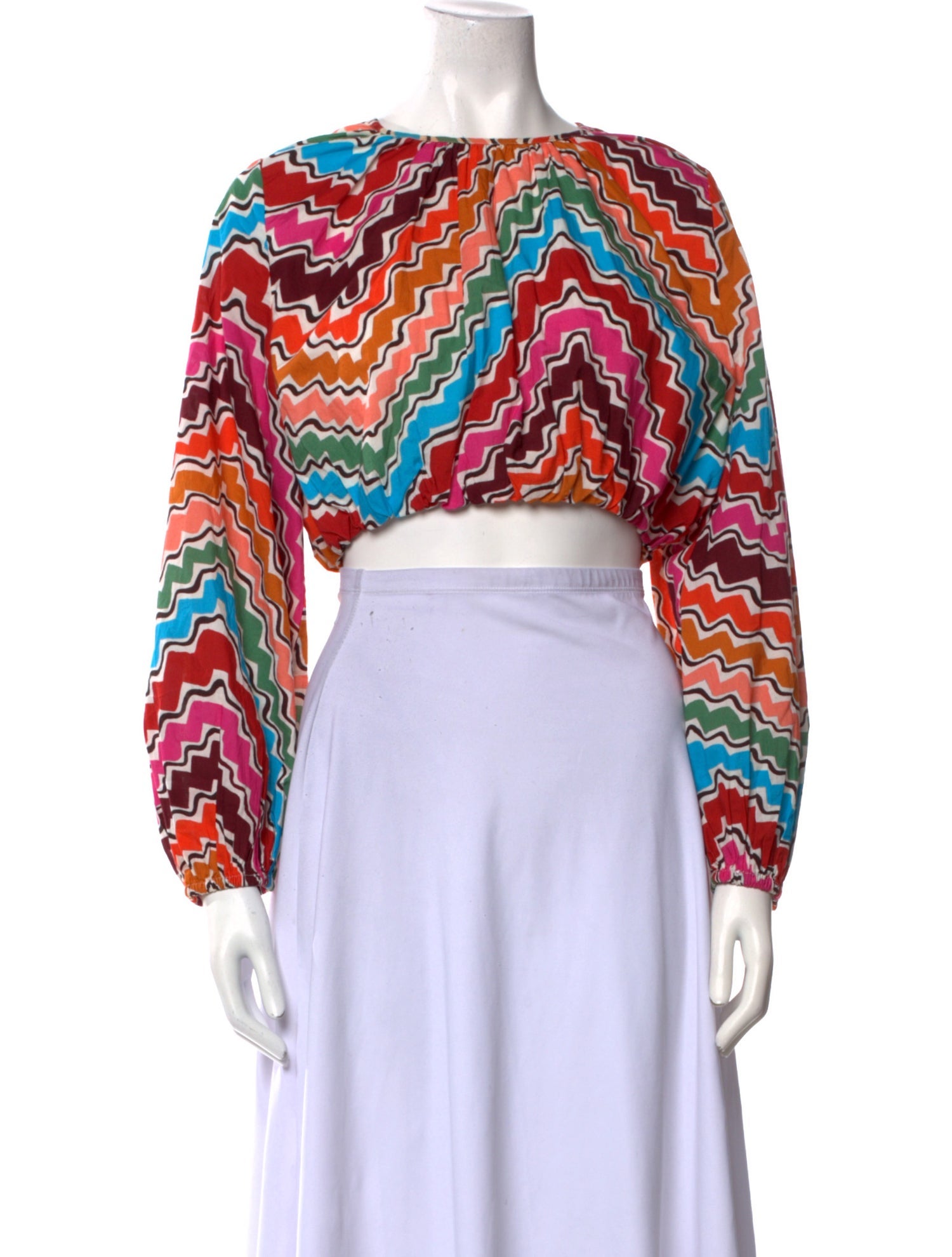 RHODE Printed Bateau Neckline Crop Top