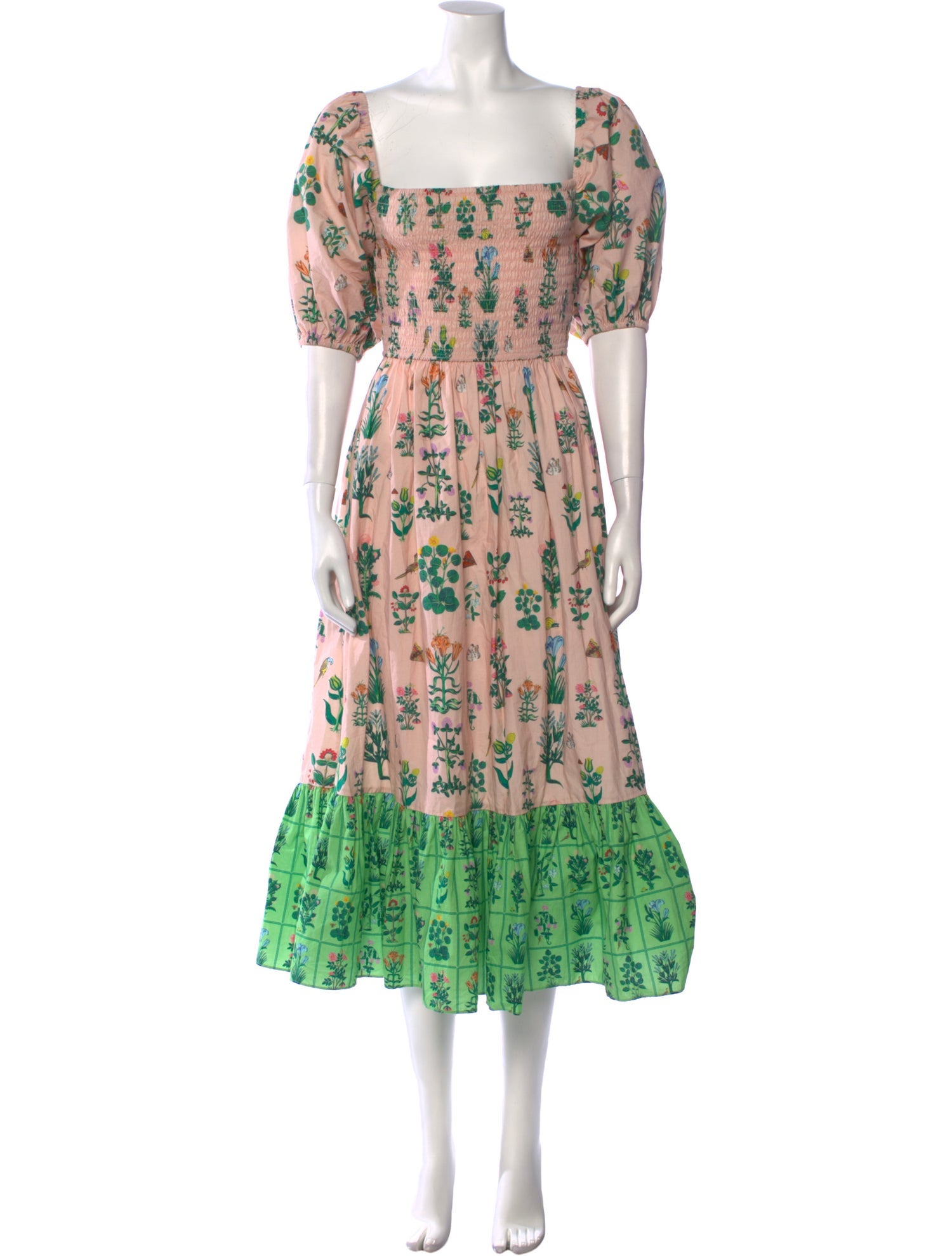 RHODE Floral Print Midi Length Dress