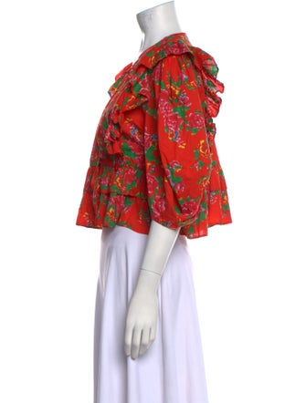 RHODE Floral Print V-Neck Crop Top