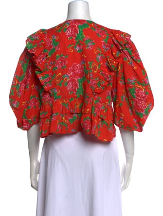 RHODE Floral Print V-Neck Crop Top