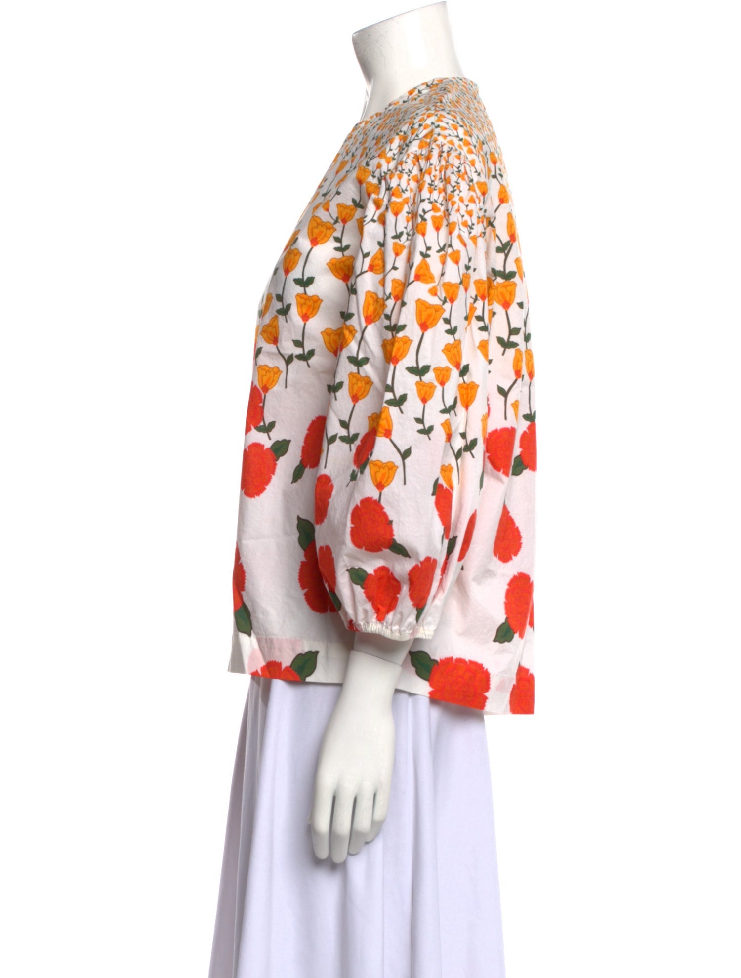 RHODE Floral Print Crew Neck Blouse