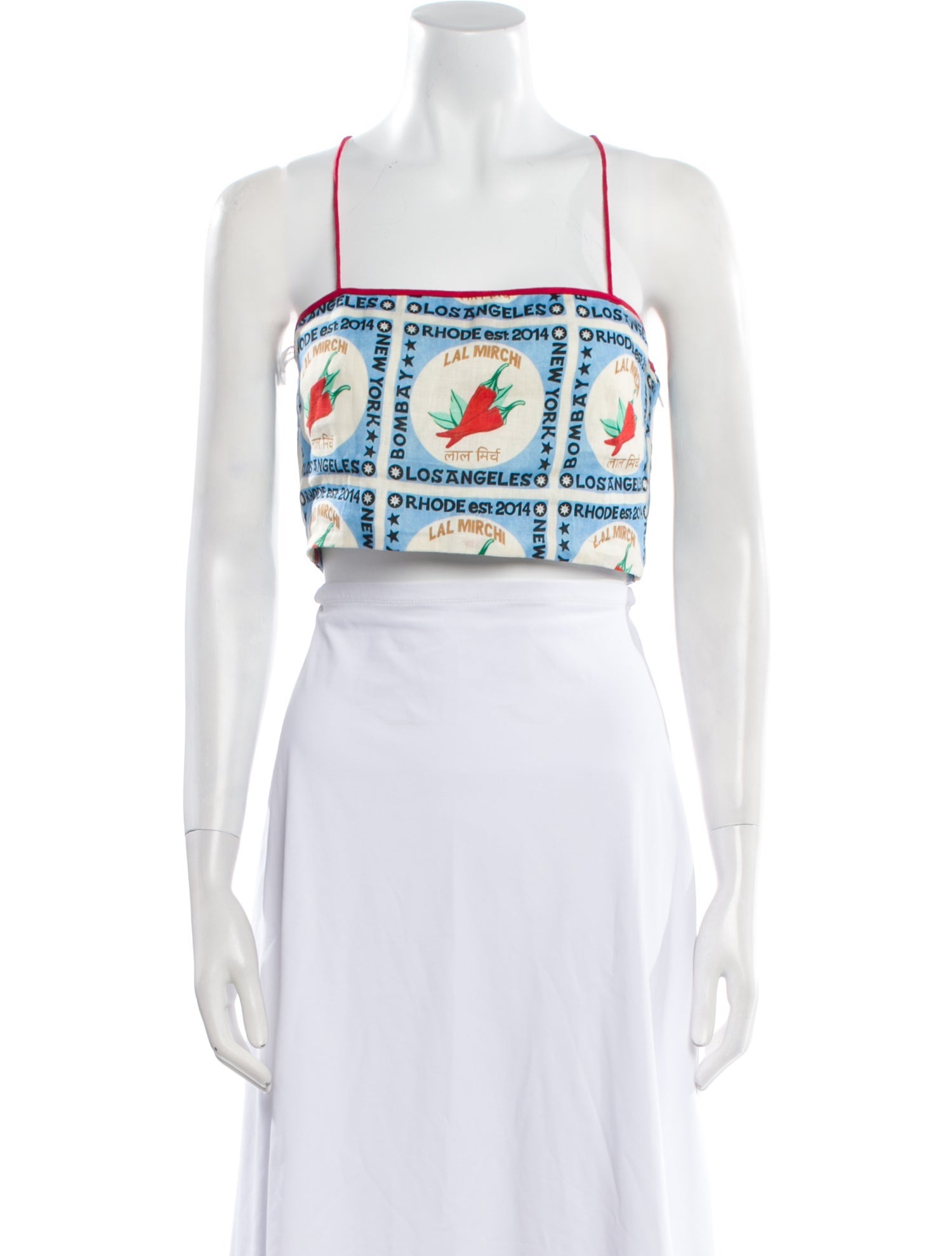 RHODE Linen Printed Crop Top