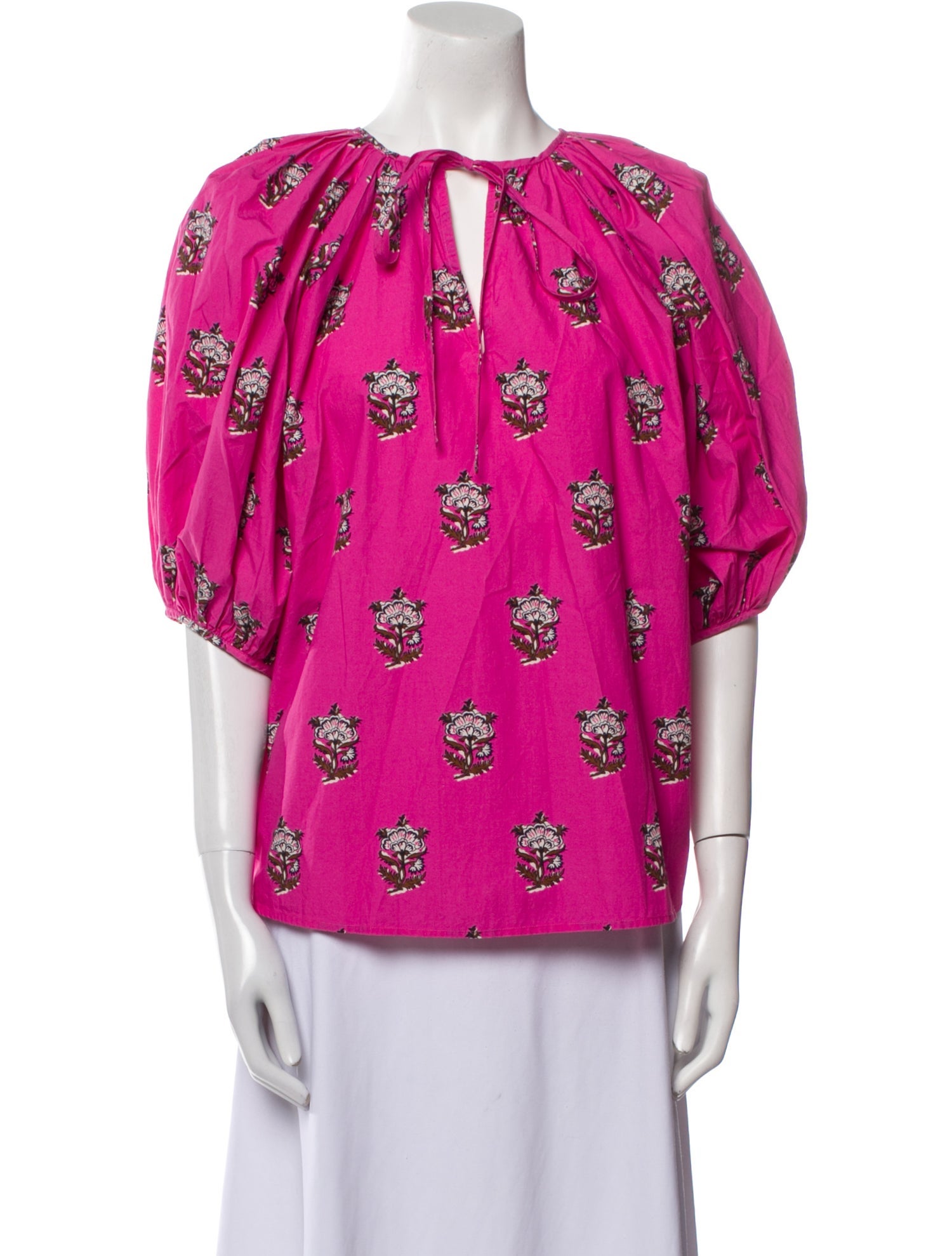 RHODE Printed Bateau Neckline Blouse