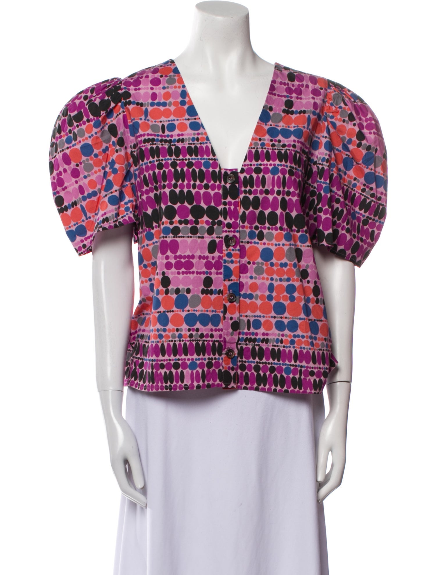 RHODE Printed V-Neck Blouse