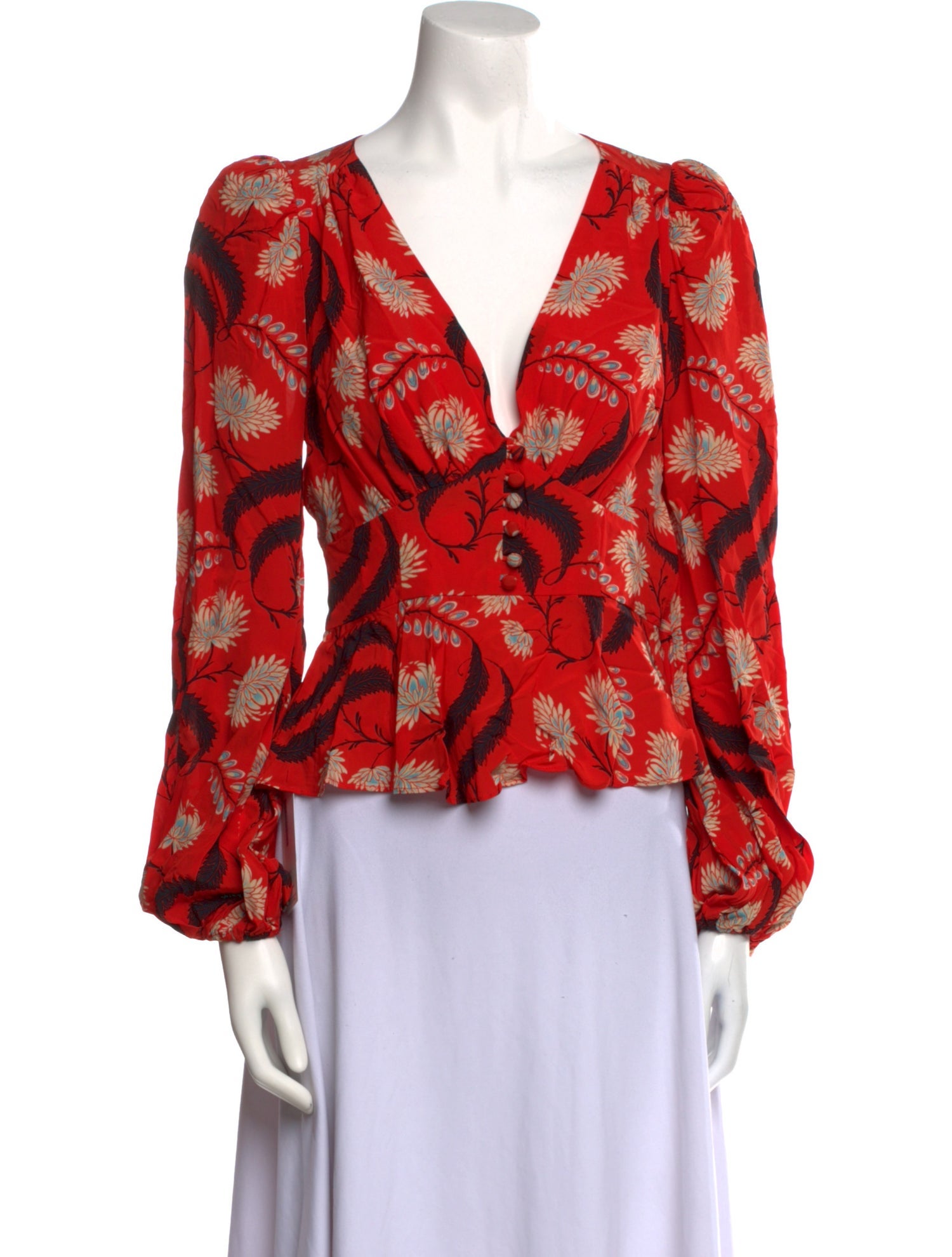 RHODE Floral Print V-Neck Blouse w/ Tags