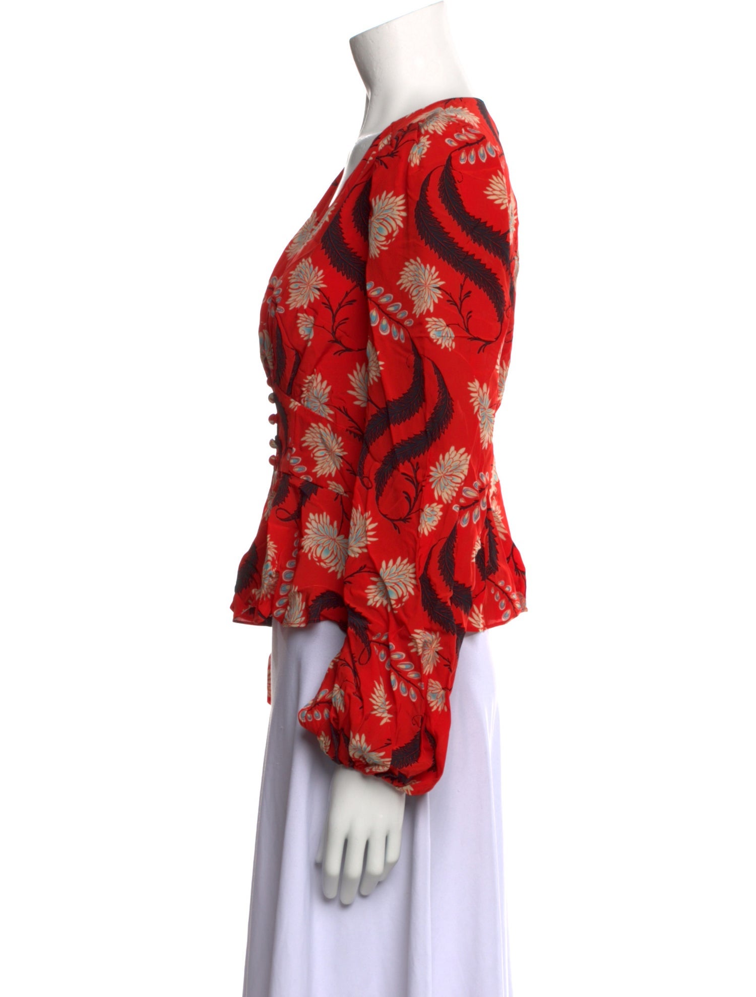 RHODE Floral Print V-Neck Blouse w/ Tags