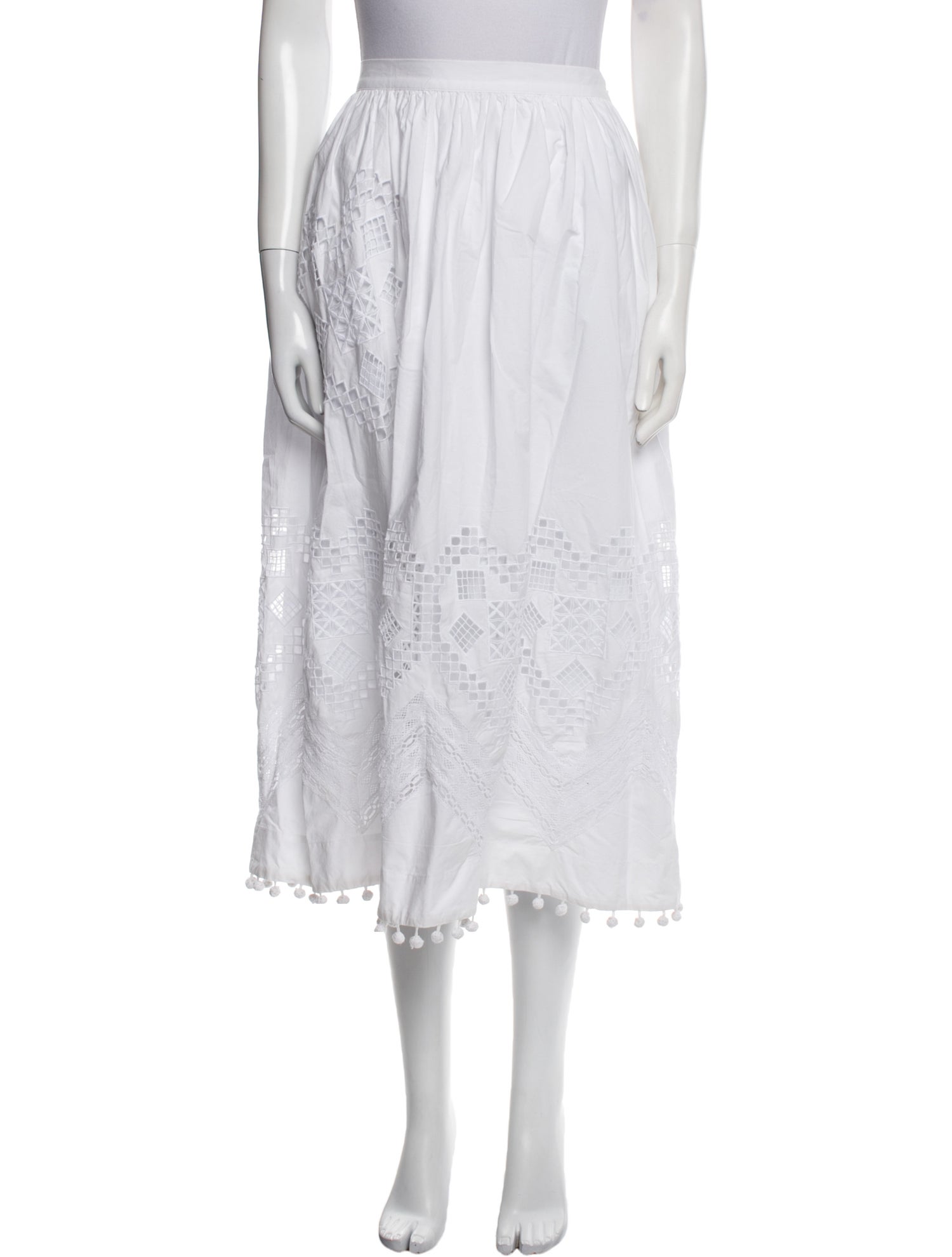 RHODE Eyelet Midi Length Skirt