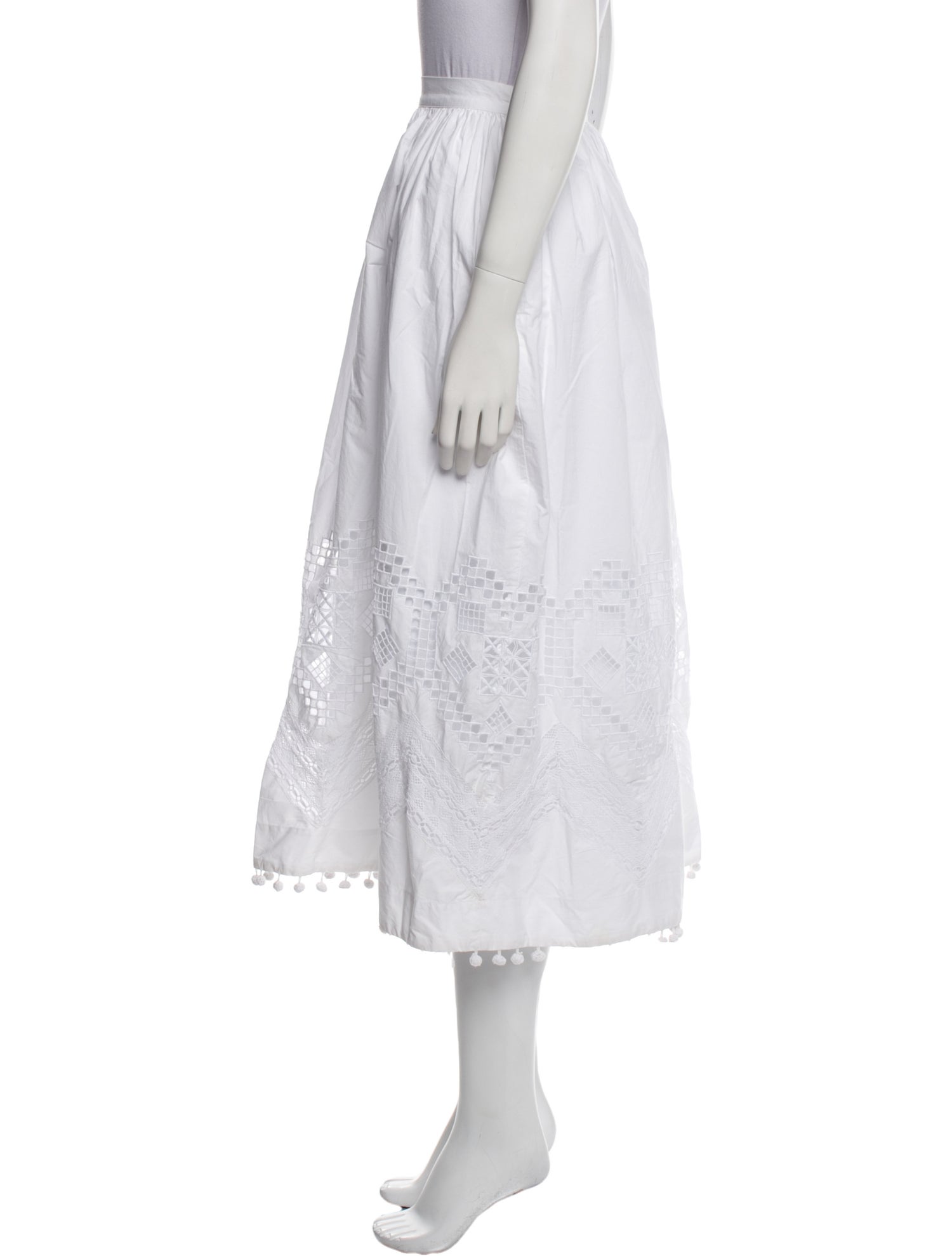 RHODE Eyelet Midi Length Skirt