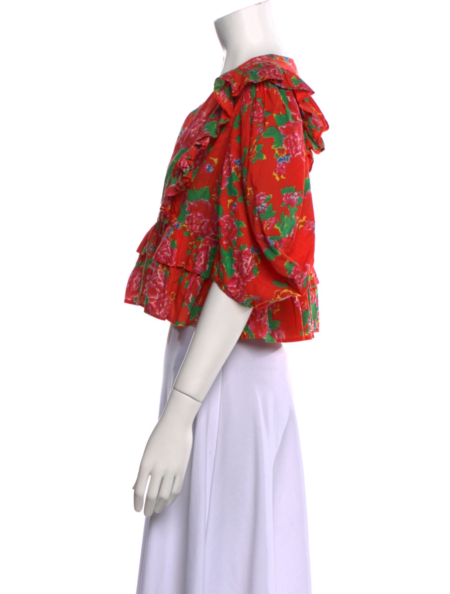 RHODE Floral Print V-Neck Crop Top