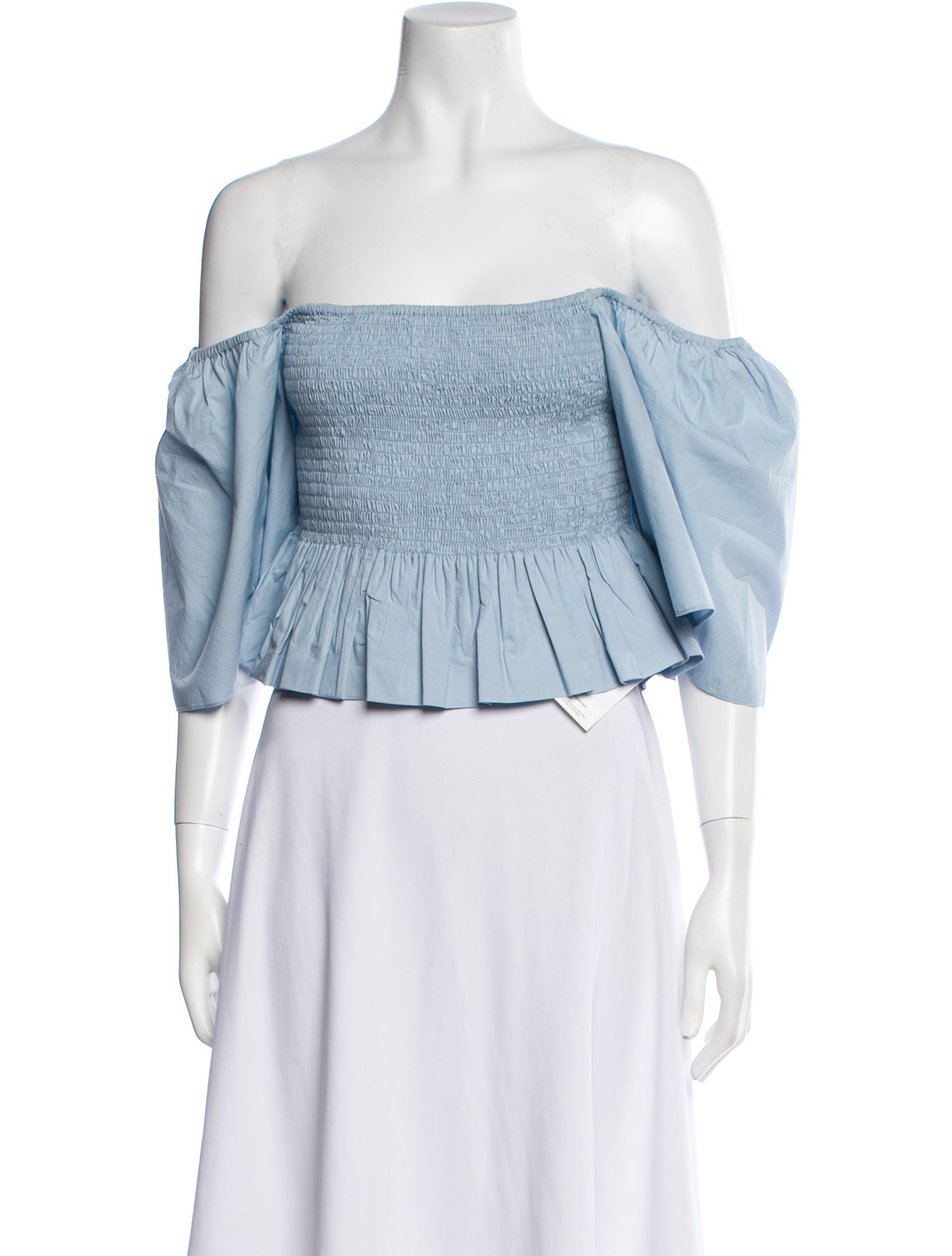 RHODE Off-The-Shoulder Three-Quarter Sleeve Crop Top