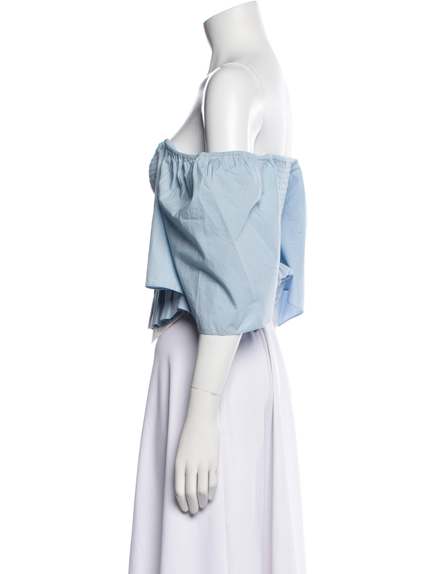 RHODE Off-The-Shoulder Three-Quarter Sleeve Crop Top