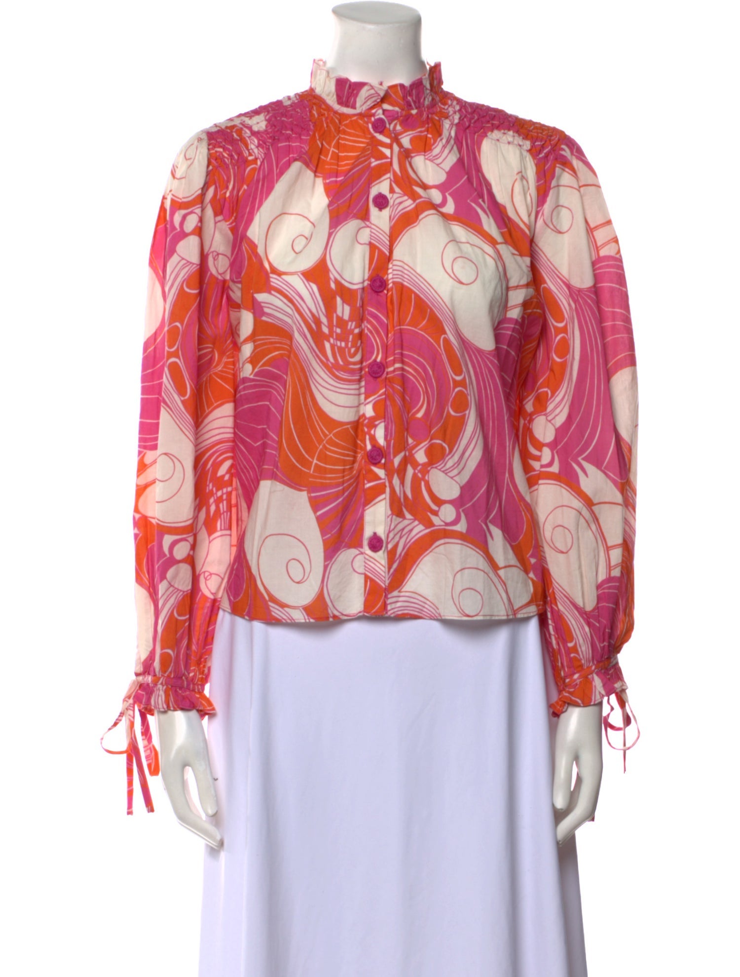 RHODE Printed Mock Neck Blouse