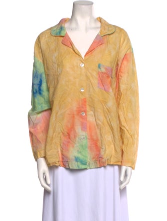 RHODE Printed V-Neck Button-Up Top