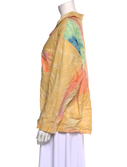 RHODE Printed V-Neck Button-Up Top