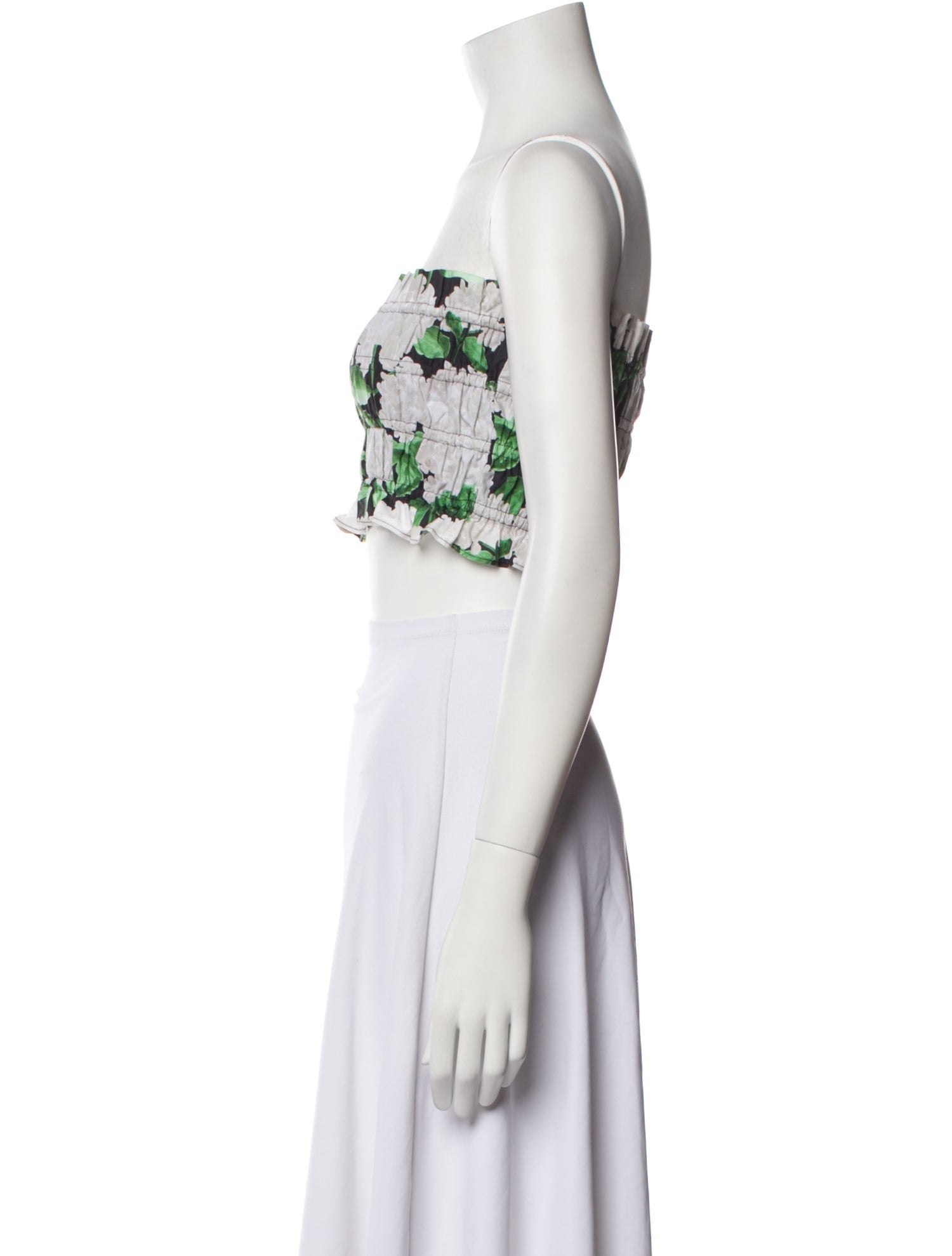 RHODE Floral Print Strapless Crop Top