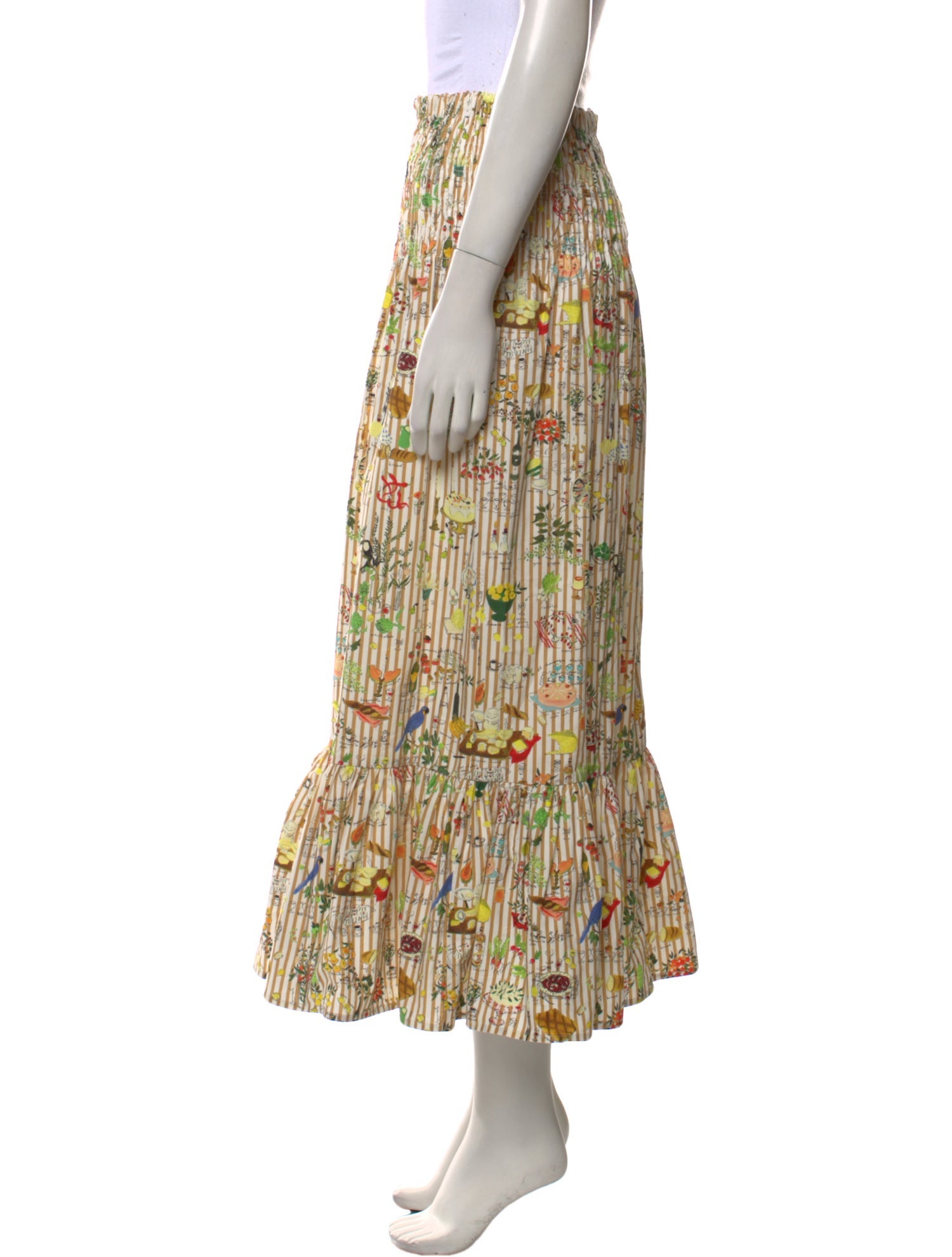 RHODE Printed Midi Length Skirt