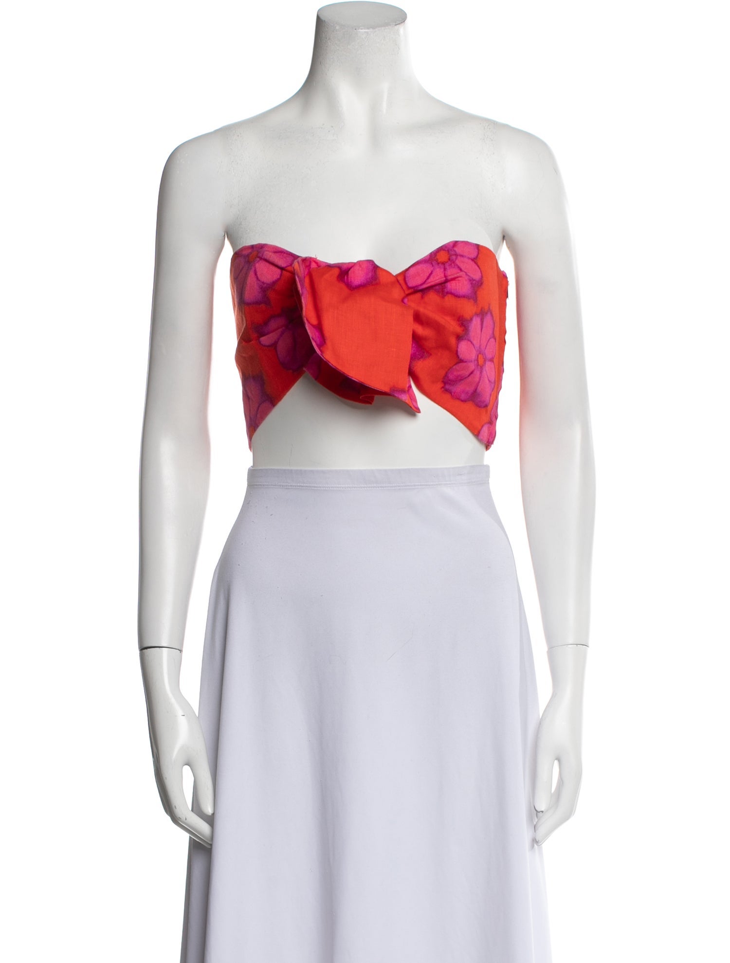 RHODE Linen Floral Print Crop Top