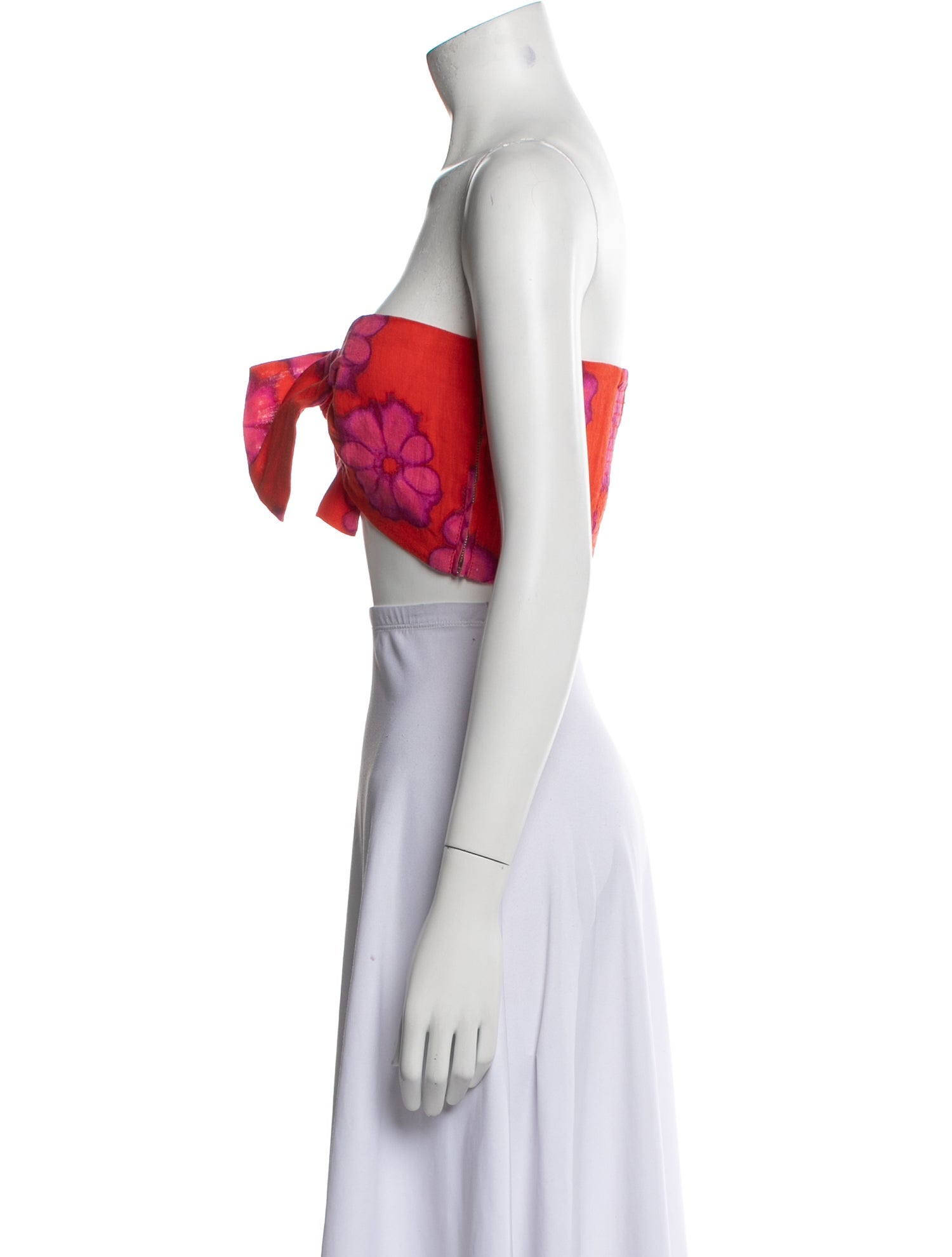 RHODE Linen Floral Print Crop Top