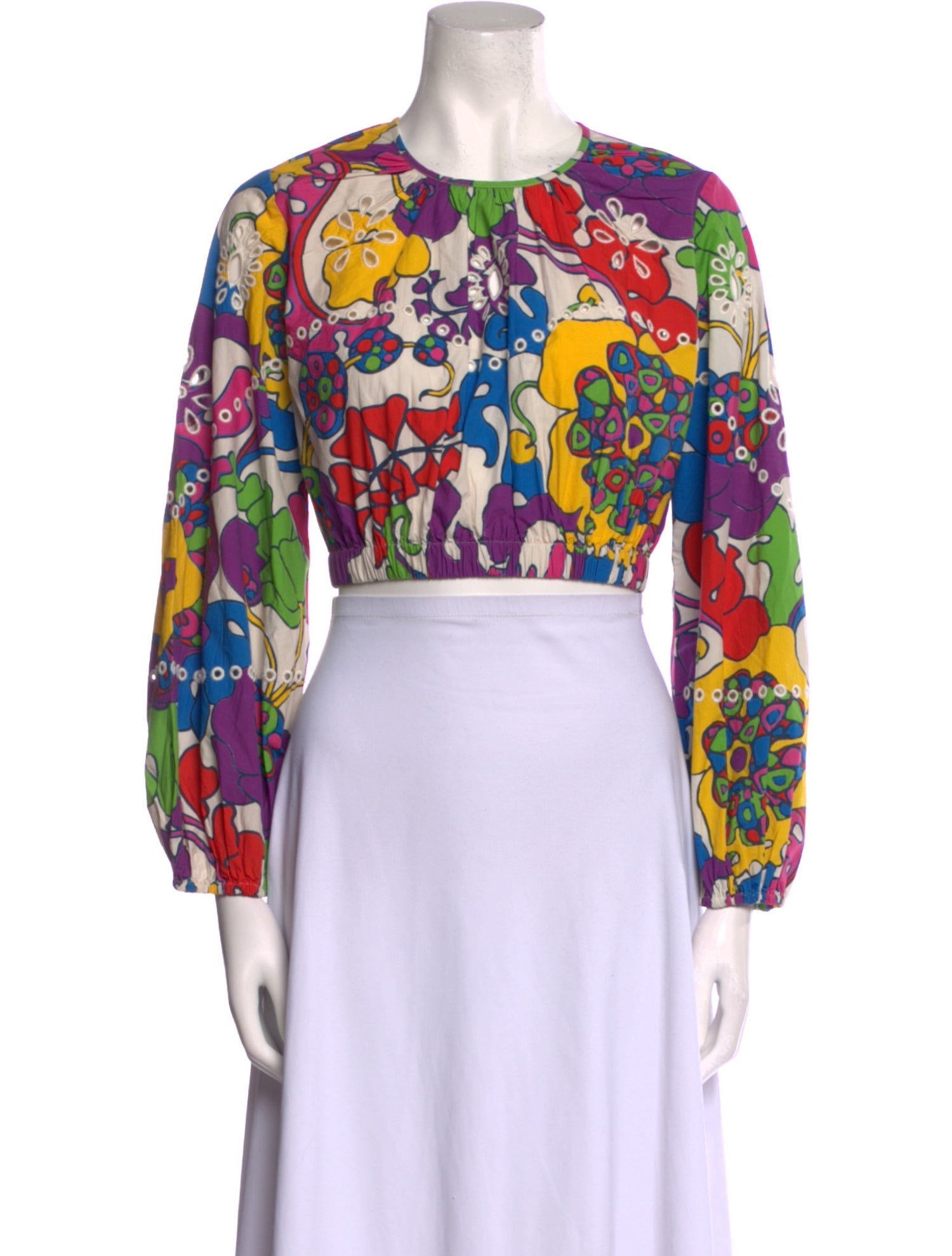 RHODE Floral Print Crew Neck Crop Top