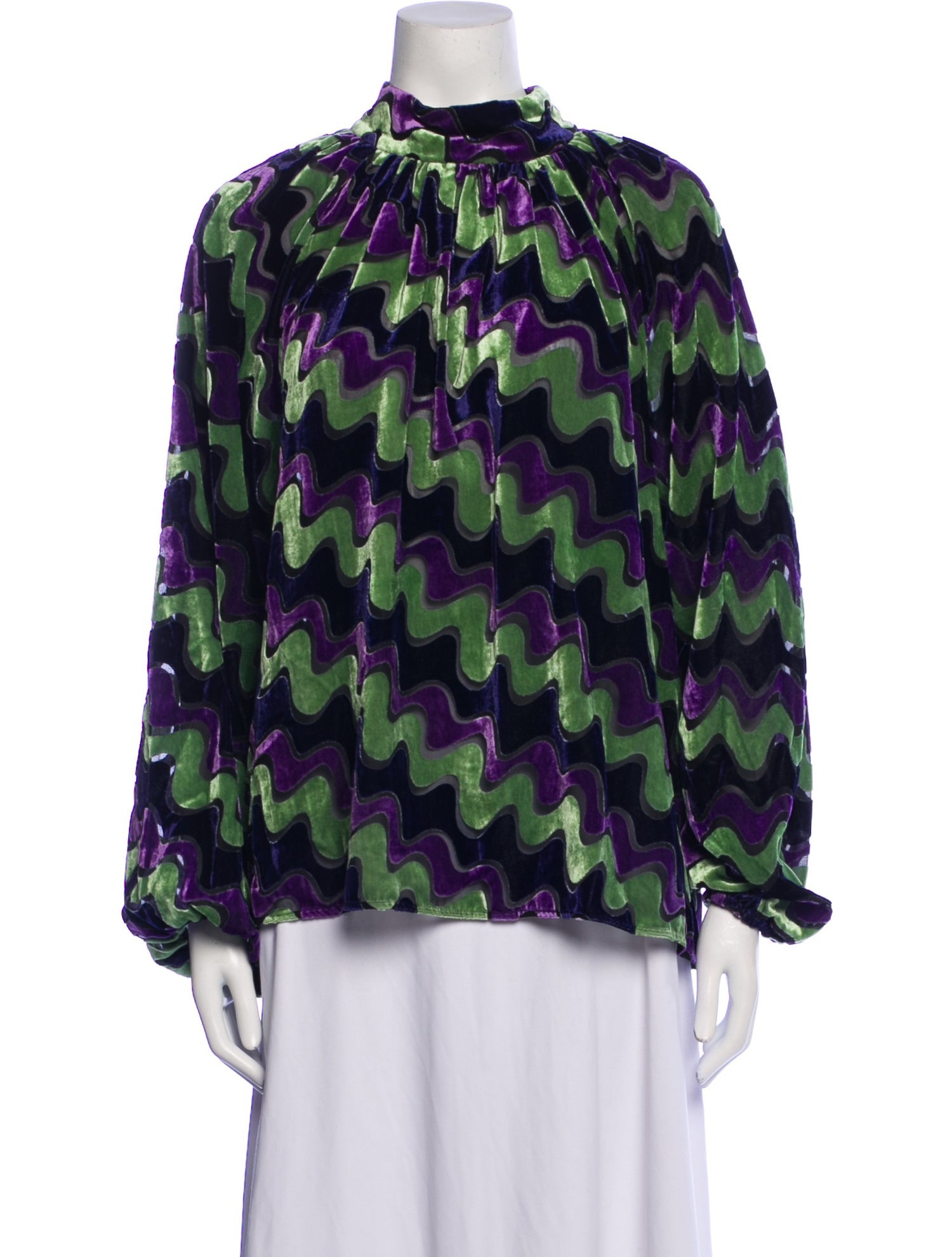 RHODE Printed Mock Neck Blouse