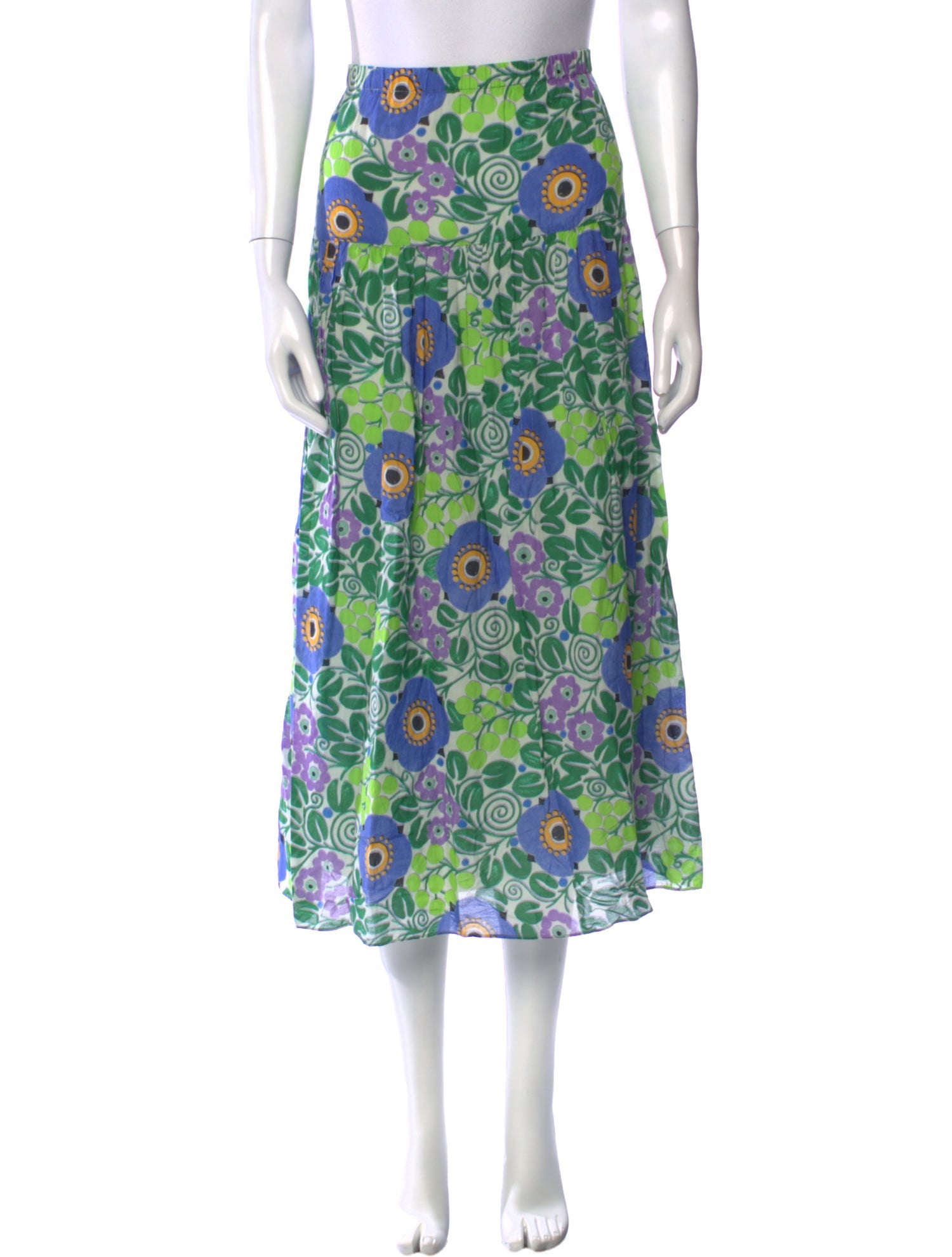 RHODE Floral Print Midi Length Skirt