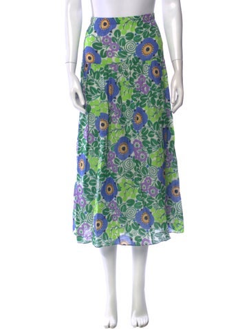 Rhode Skirts Floral Print Midi Length Skirt S
