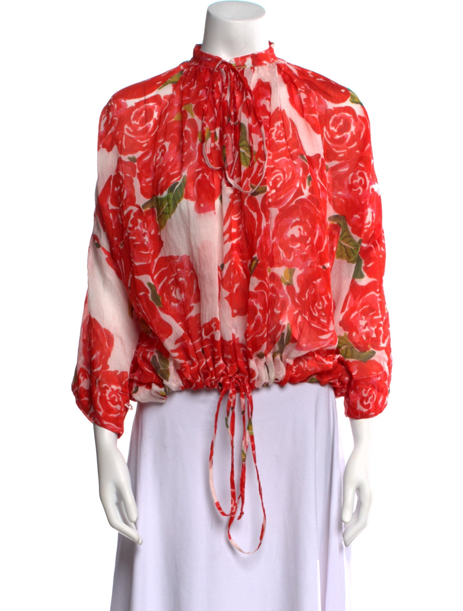 RHODE Floral Print Mock Neck Blouse