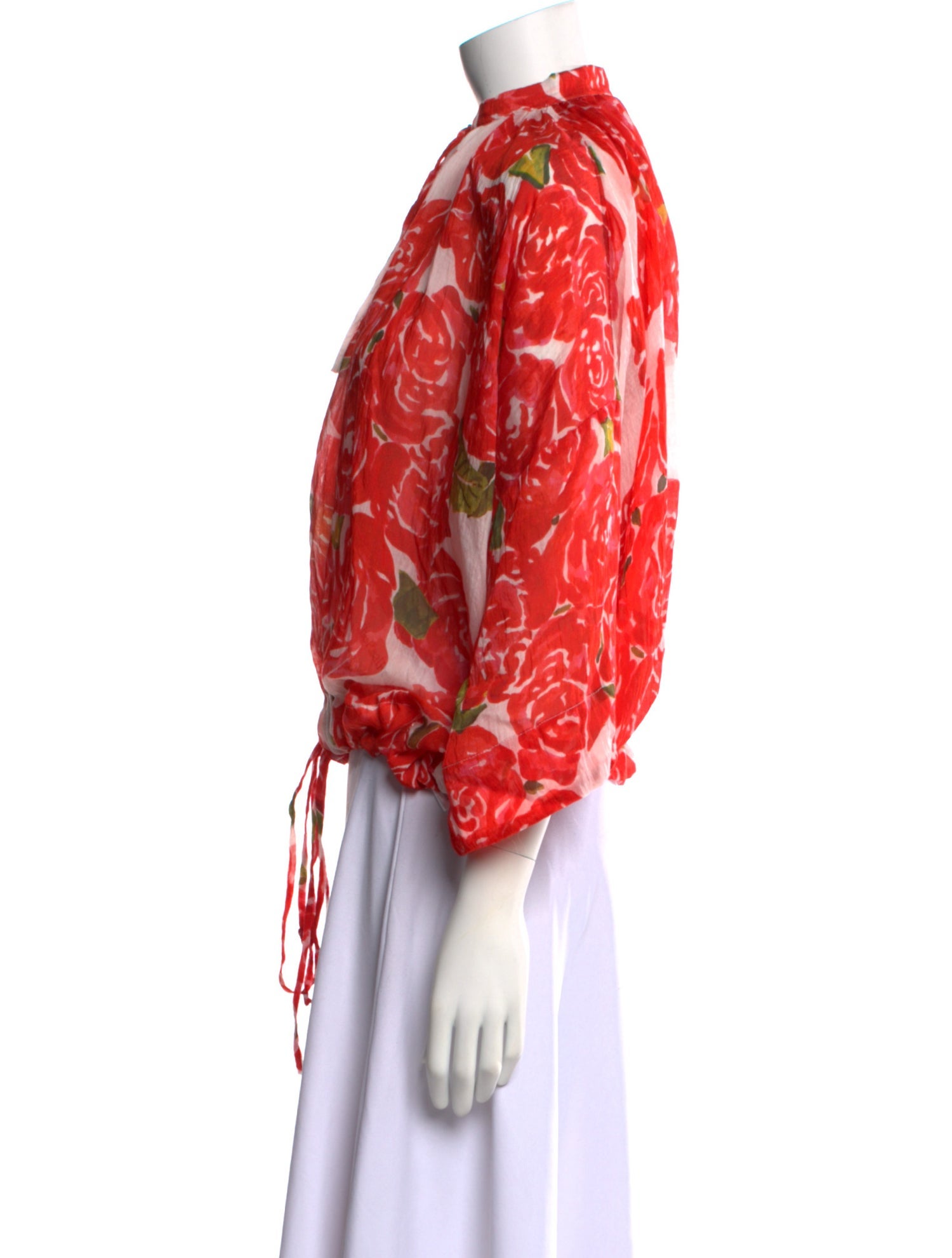 RHODE Floral Print Mock Neck Blouse