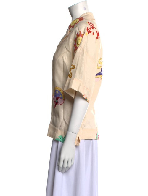 RHODE Linen Printed Button-Up Top