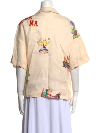 RHODE Linen Printed Button-Up Top