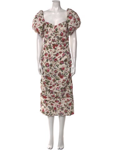 Rhode Dresses Floral Print Knee-Length Dress M